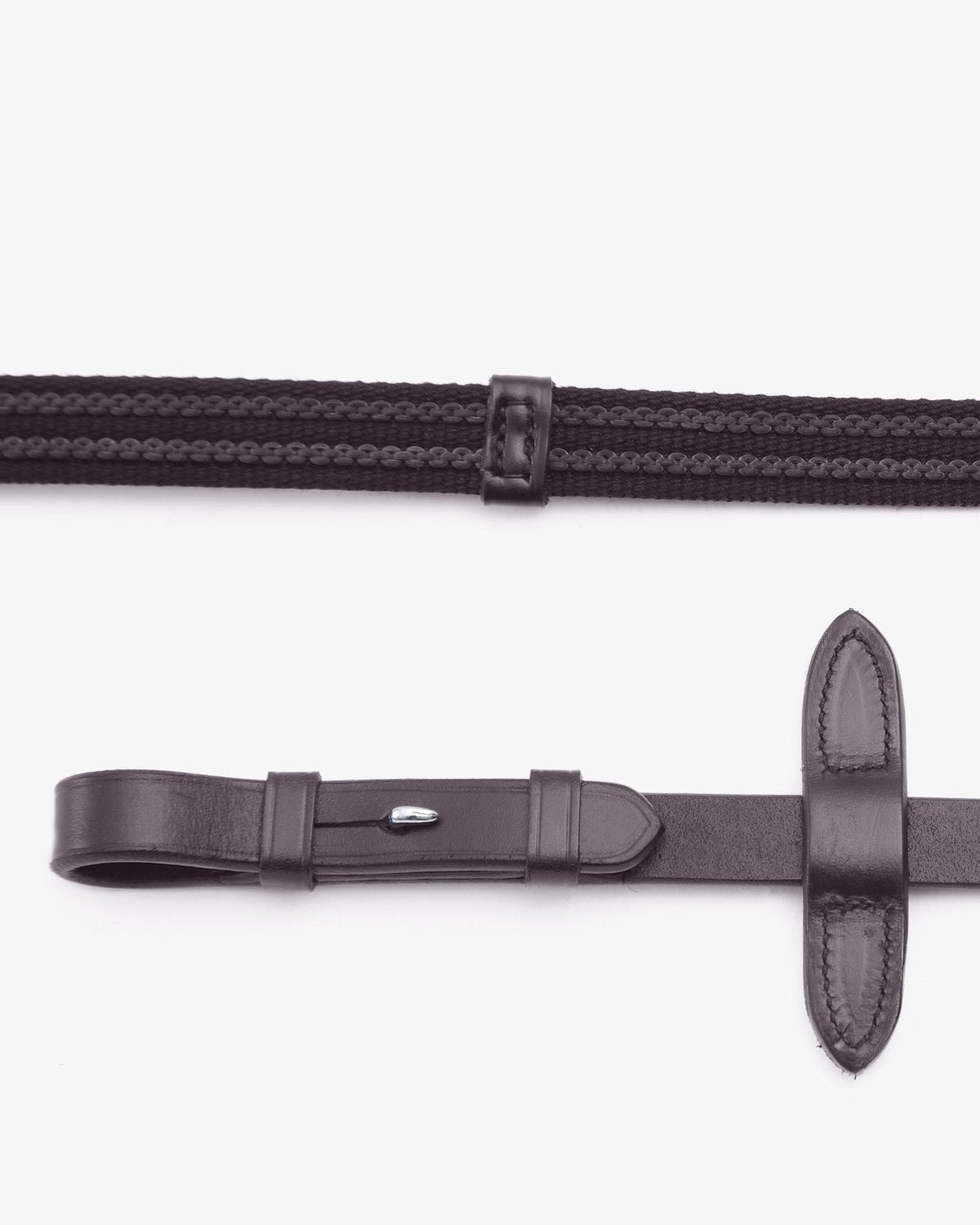 Premier Equine Domenico Web & Rubber Grip Reins Brown