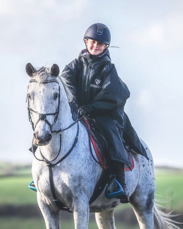 Equidry Children's Black Riding Coat - Fleece Lined, Equestrian Apparel for Kids