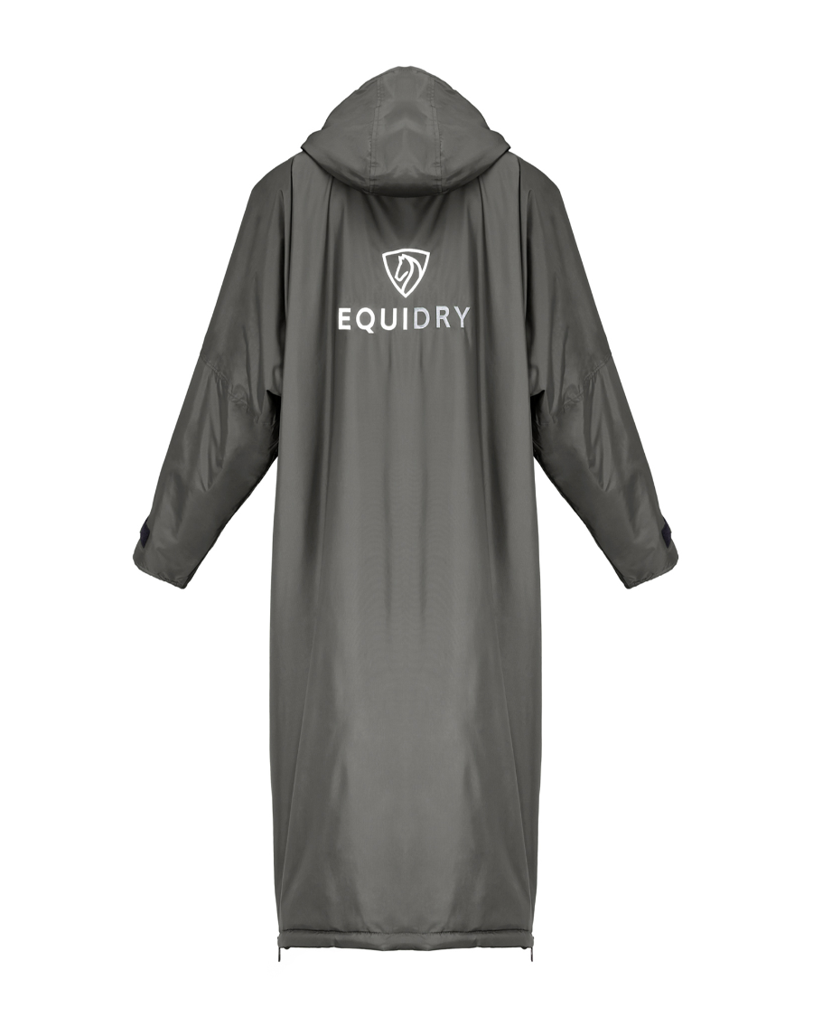 EQUIDRY Children's Grey Riding Coat - Fleece Lined, Waterproof Outdoor Equestrian Apparel