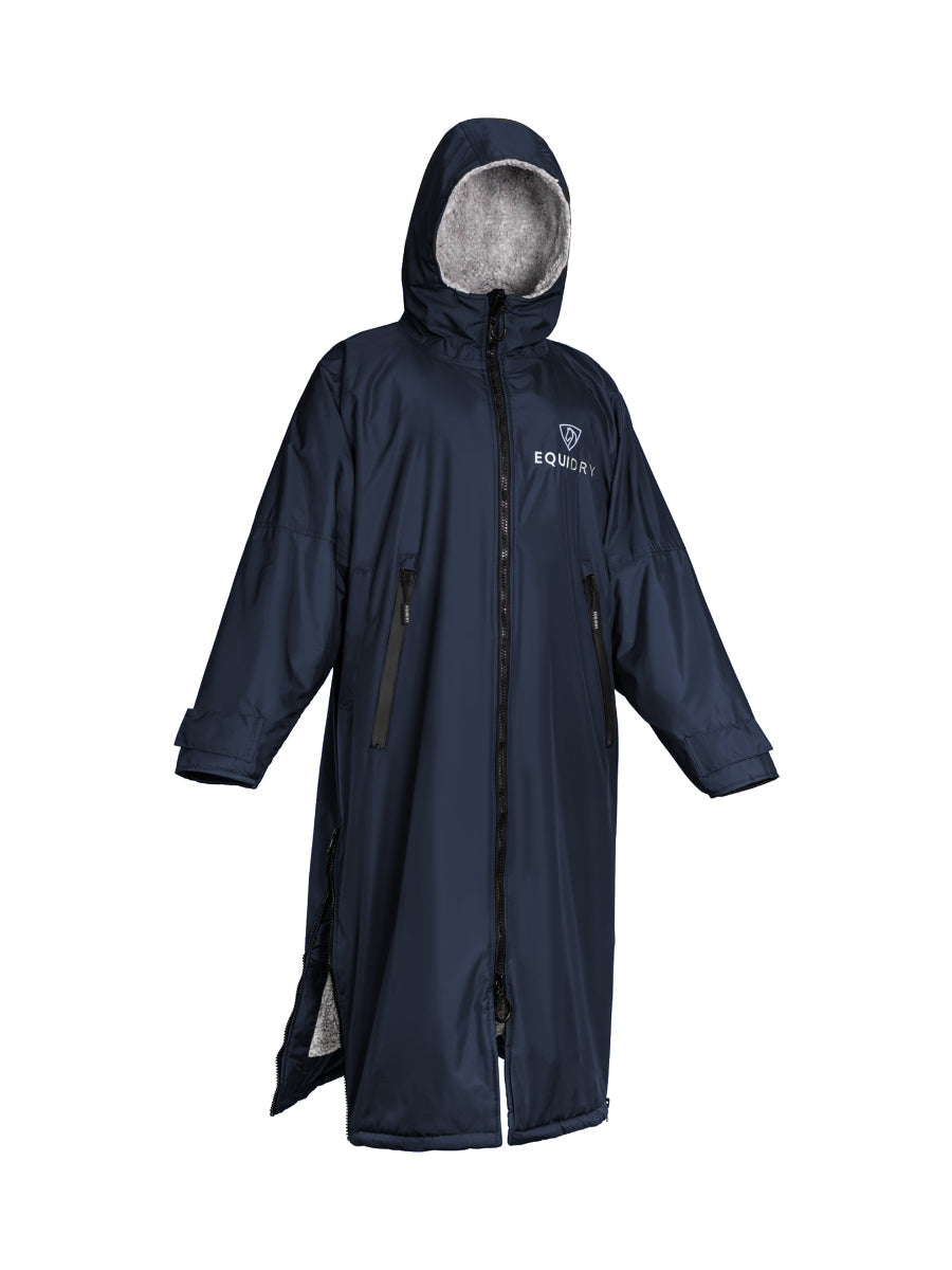 EQUIDRY waterproof horse riding raincoat All Rounder Original thick fleece Women's Navy/Grey