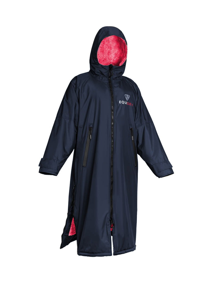 EQUIDRY waterproof horse riding raincoat All Rounder Original thick fleece Women's Navy/Raspberry