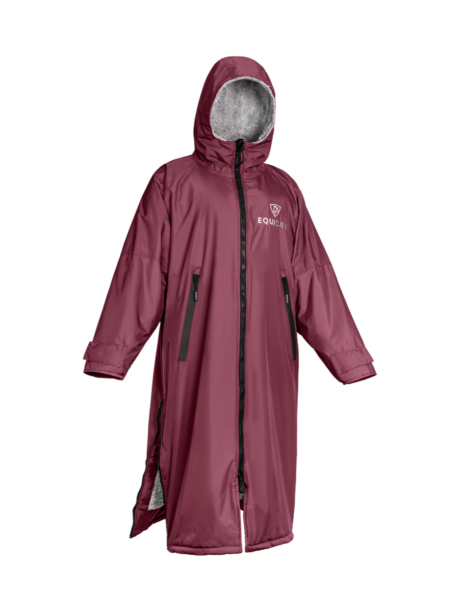 EQUIDRY waterproof horse riding raincoat All Rounder Original thick fleece Women's plum/grey