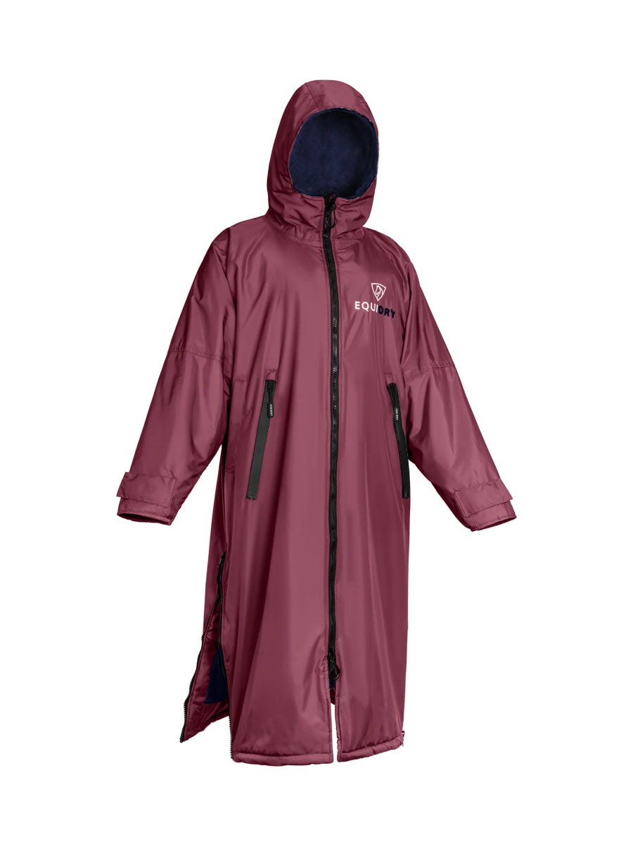 EQUIDRY waterproof horse riding raincoat All Rounder Original thick fleece Women's plum/navy