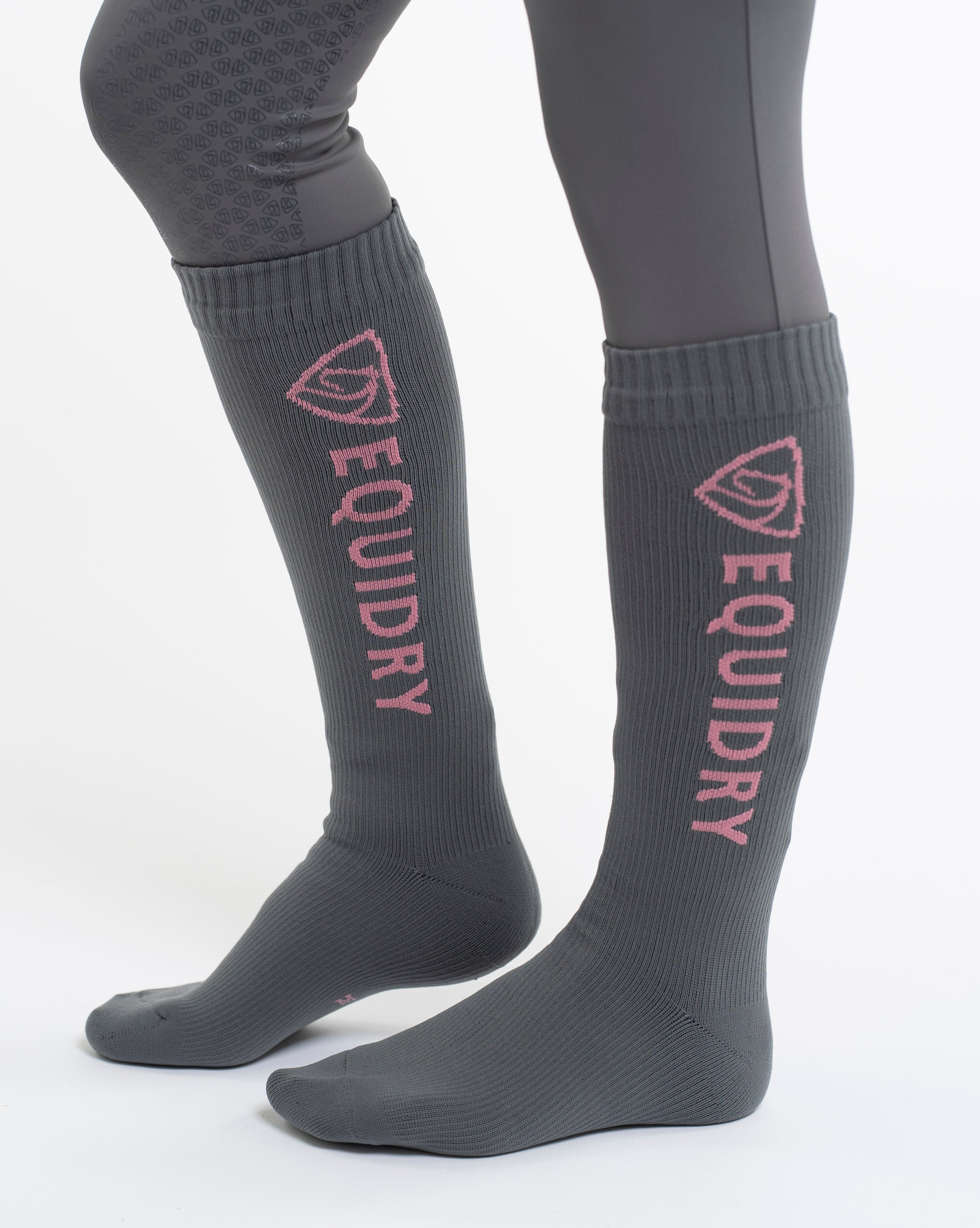 EQUIDRY Waterproof Socks Grey/Pale Pink