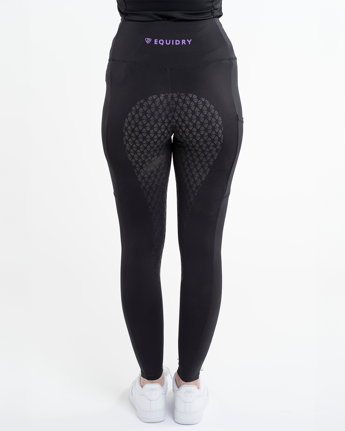 EQUIDRY Water Repellent Leggings Full Seat Women's Black/Lilac