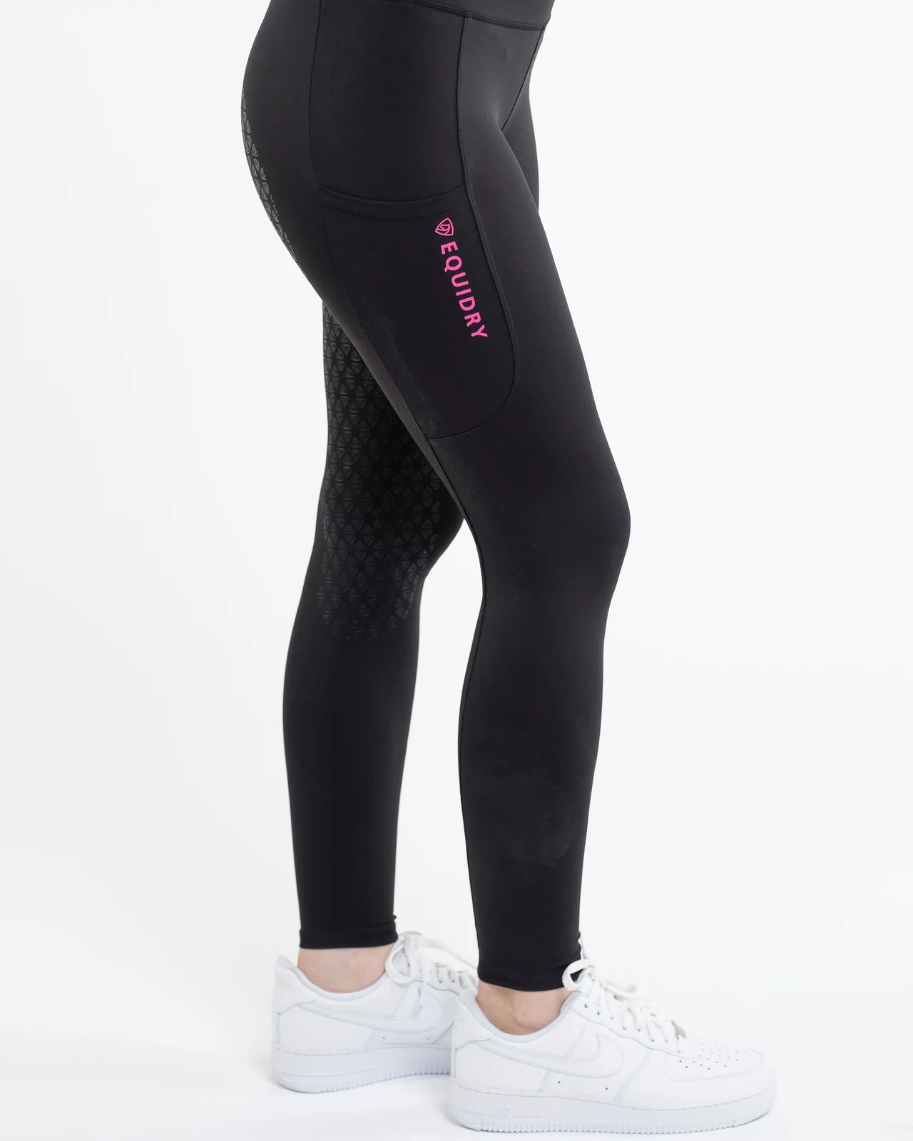 EQUIDRY Water Repellent Leggings Children's Black/Pink - Riding Legwear Clothing location-109746323830-outofstock 5-6 years