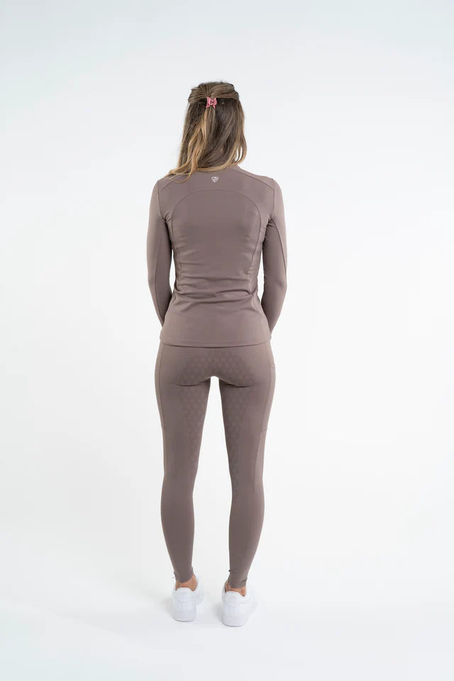 EQUIDRY Water Repellent Leggings Full Seat Women's Mocha/White