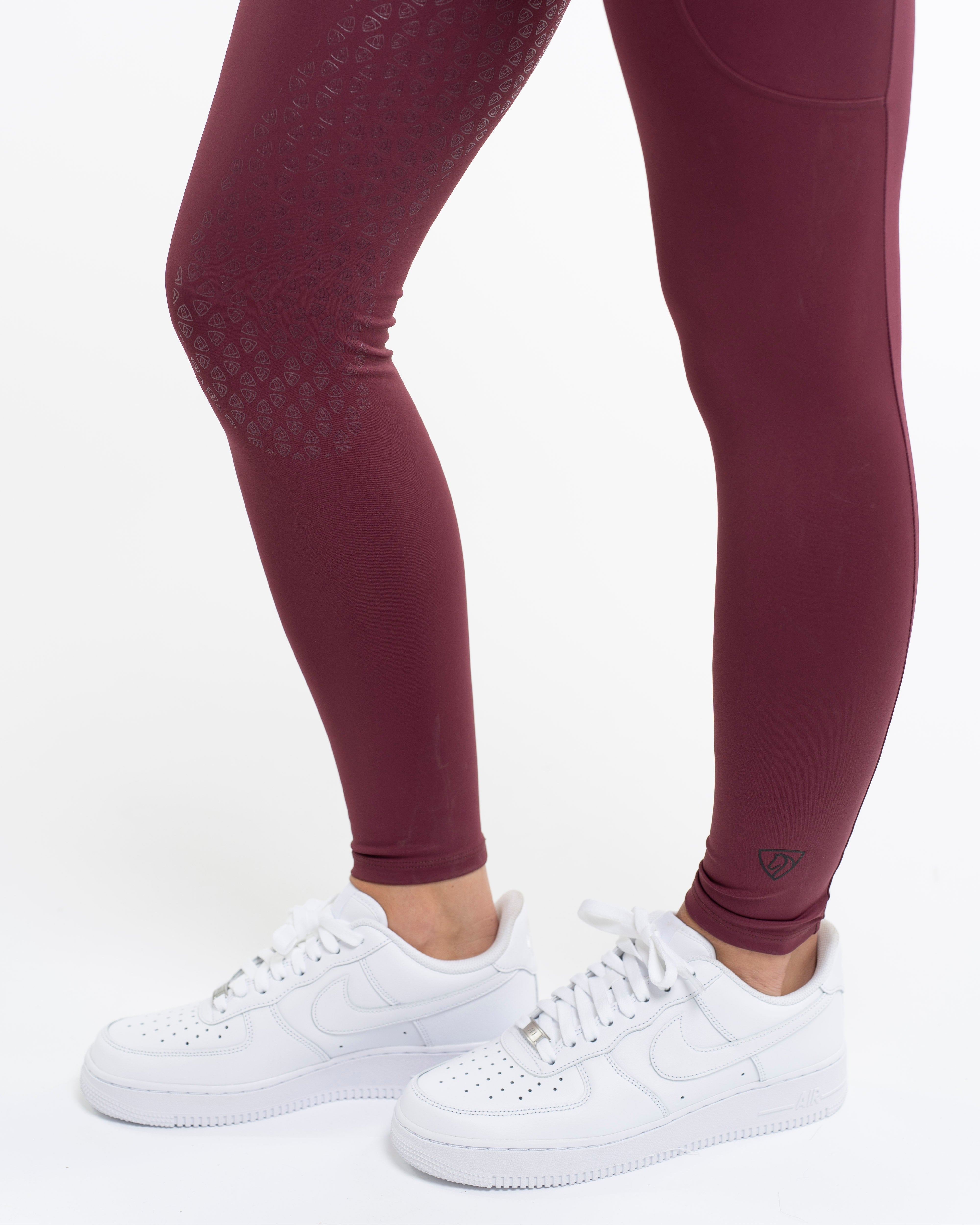 EQUIDRY Water Repellent Leggings Full Seat Women's Plum/Black