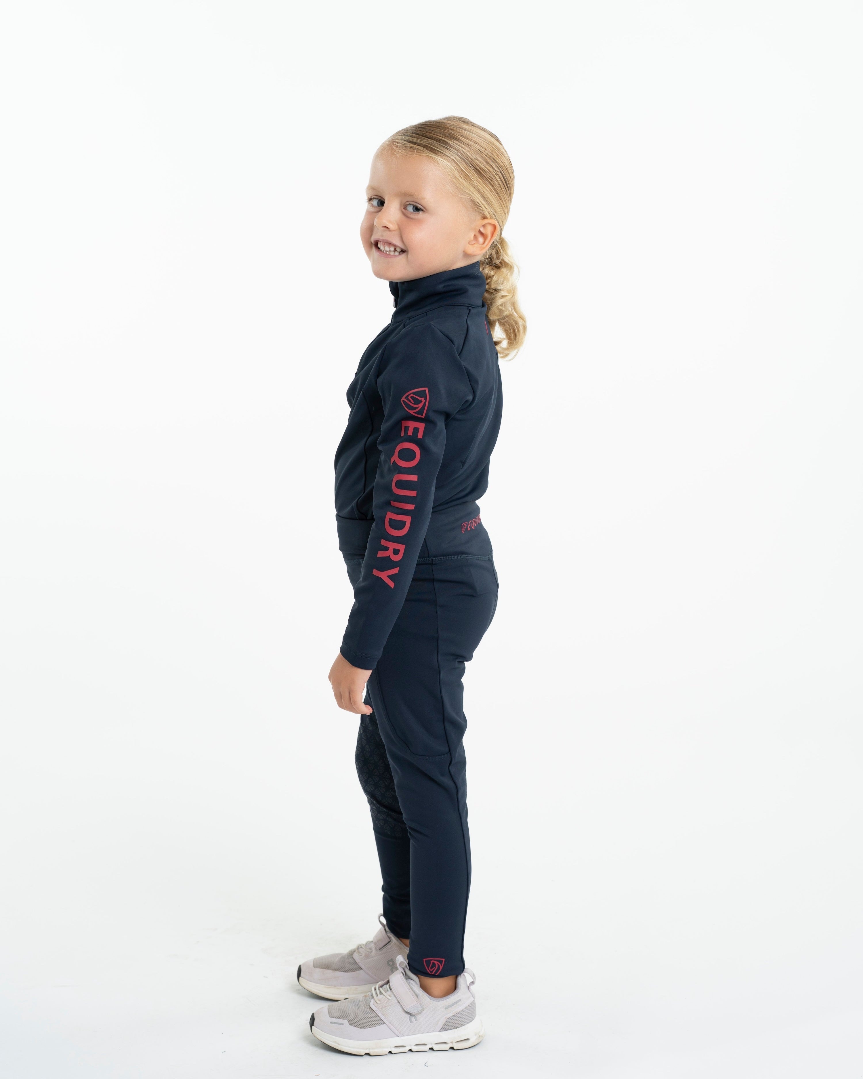 EQUIDRY Children's Water Repellent Base Layer Navy/Raspberry