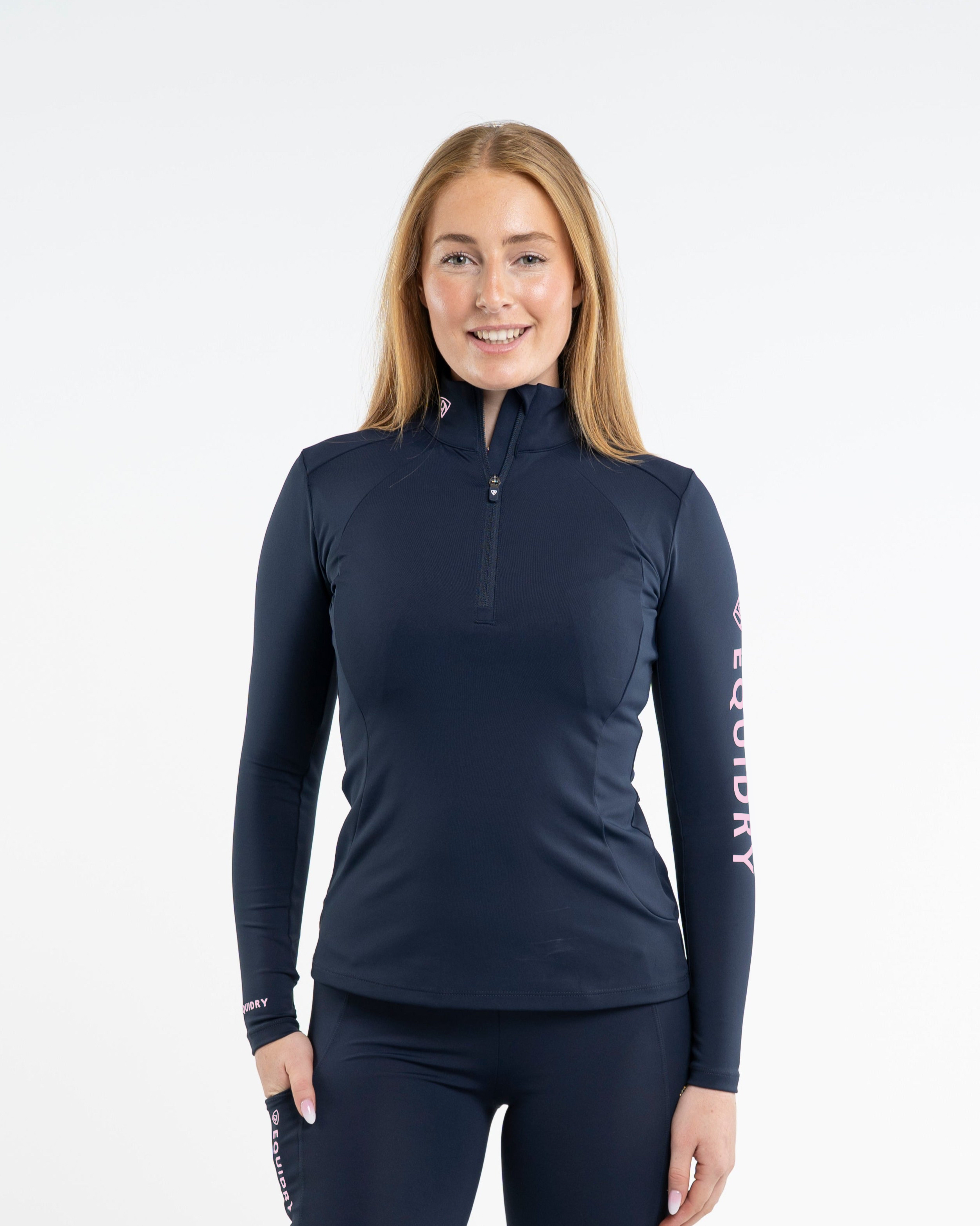 EQUIDRY Women's Water Repellent Base Layer Navy/Pale Pink