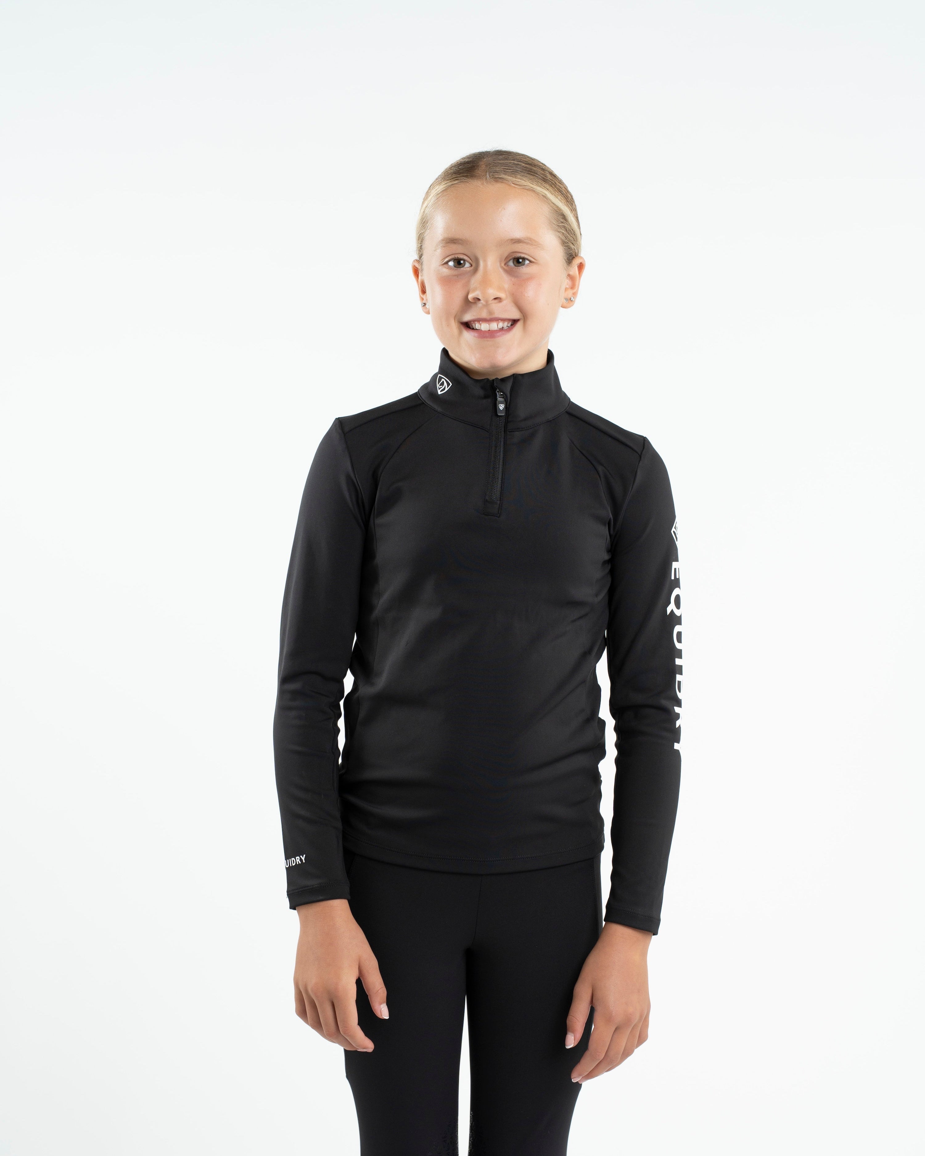 EQUIDRY Children's Water Repellent Base Layer Black/White - Equestrian Apparel