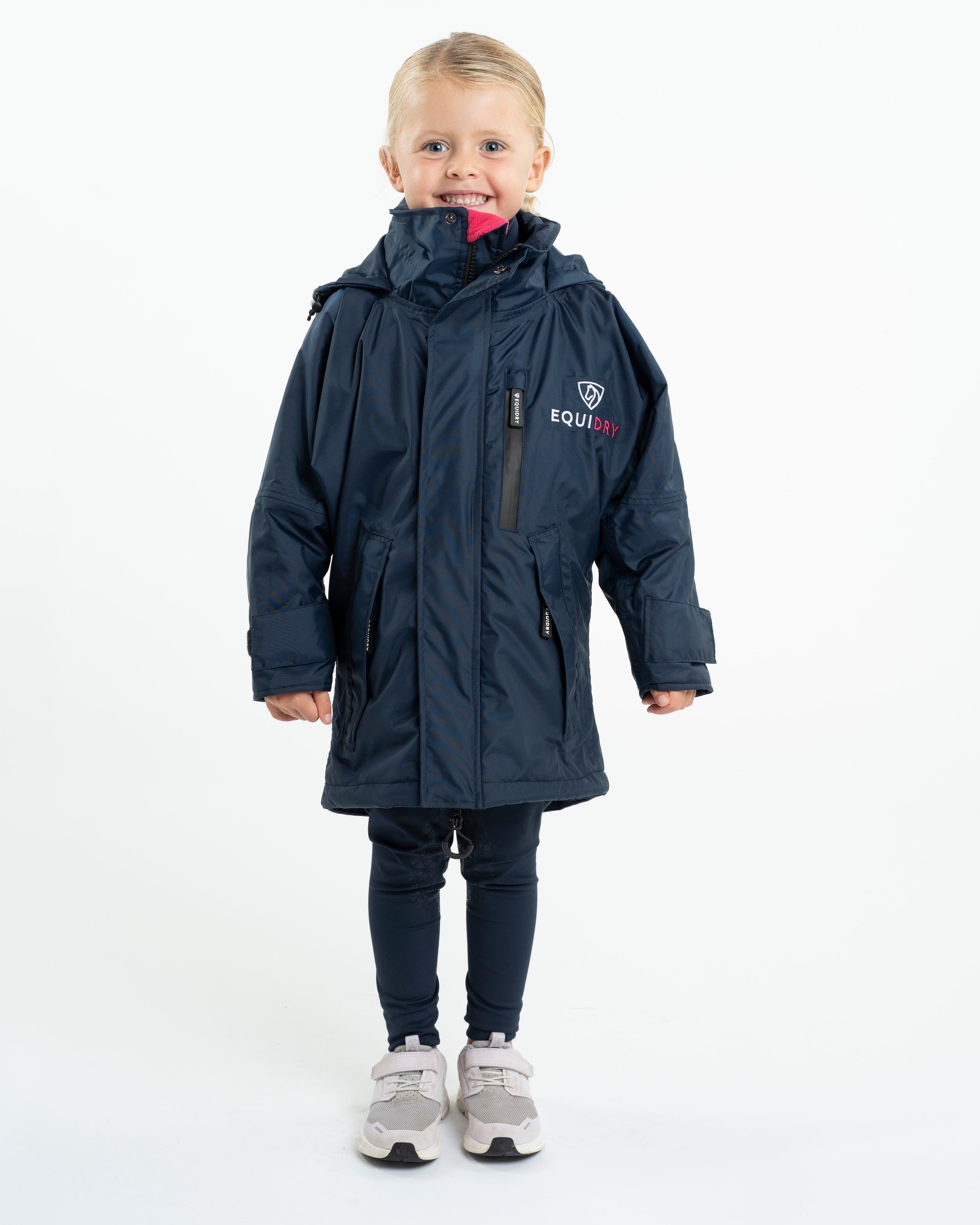 EQUIDRY Shortie Children's Thin Fleece Navy/Raspberry