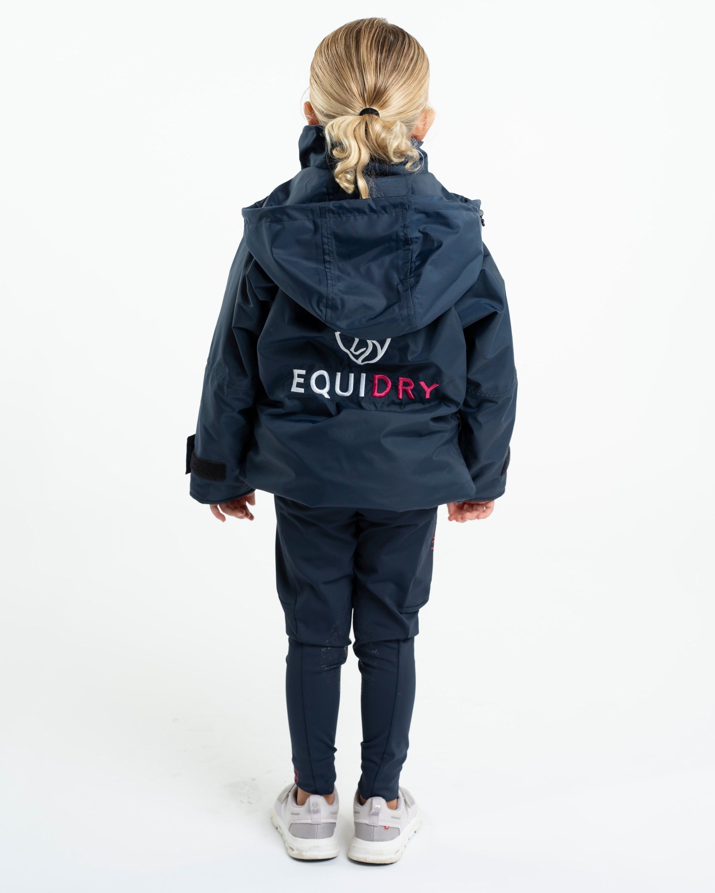 EQUIDRY Shortie Children's Thin Fleece Navy/Raspberry