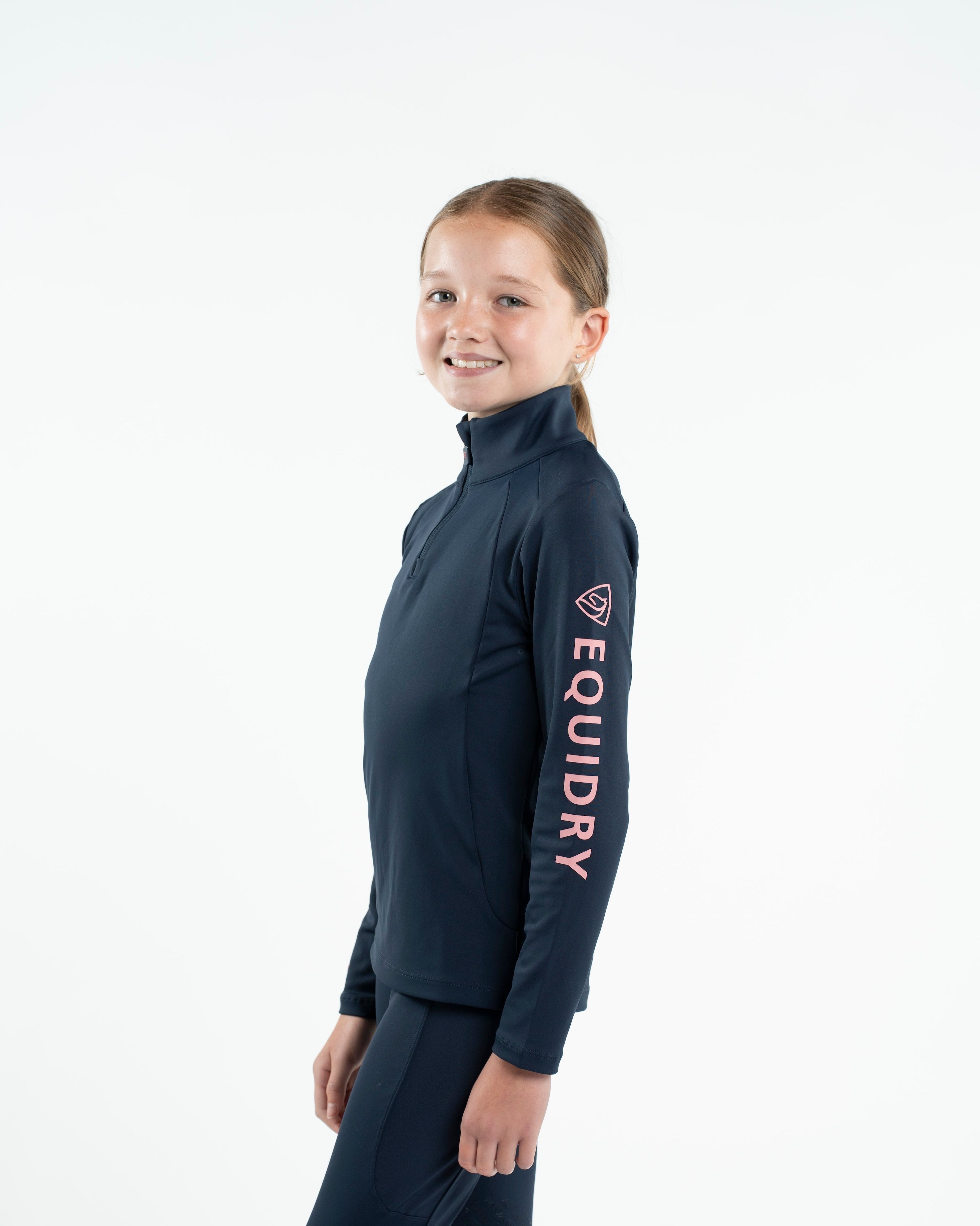 EQUIDRY Children's Water Repellent Base Layer Navy/Pale Pink
