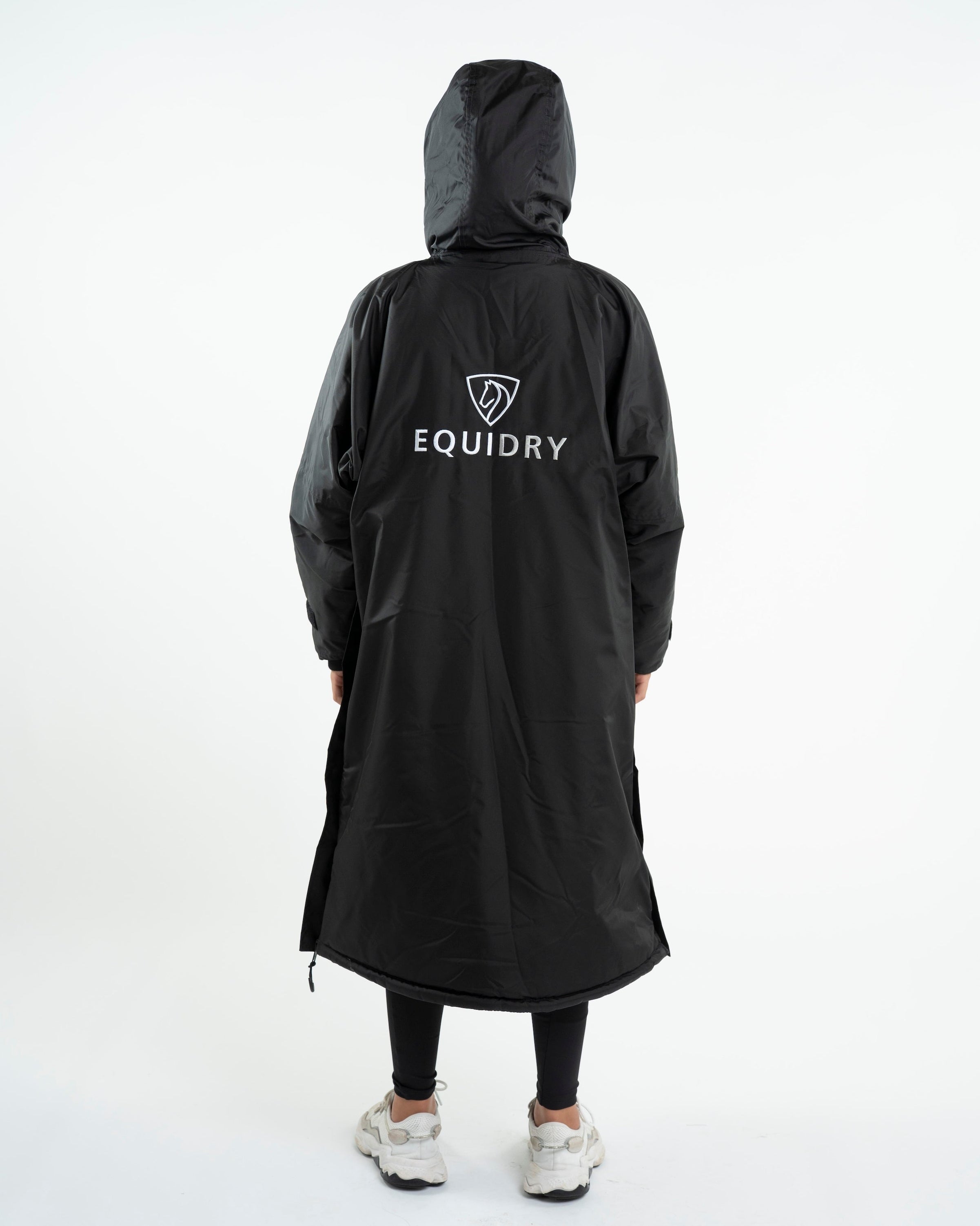 EQUIDRY Evolution Children's Fleece Riding Coat - Black, Hooded, Waterproof