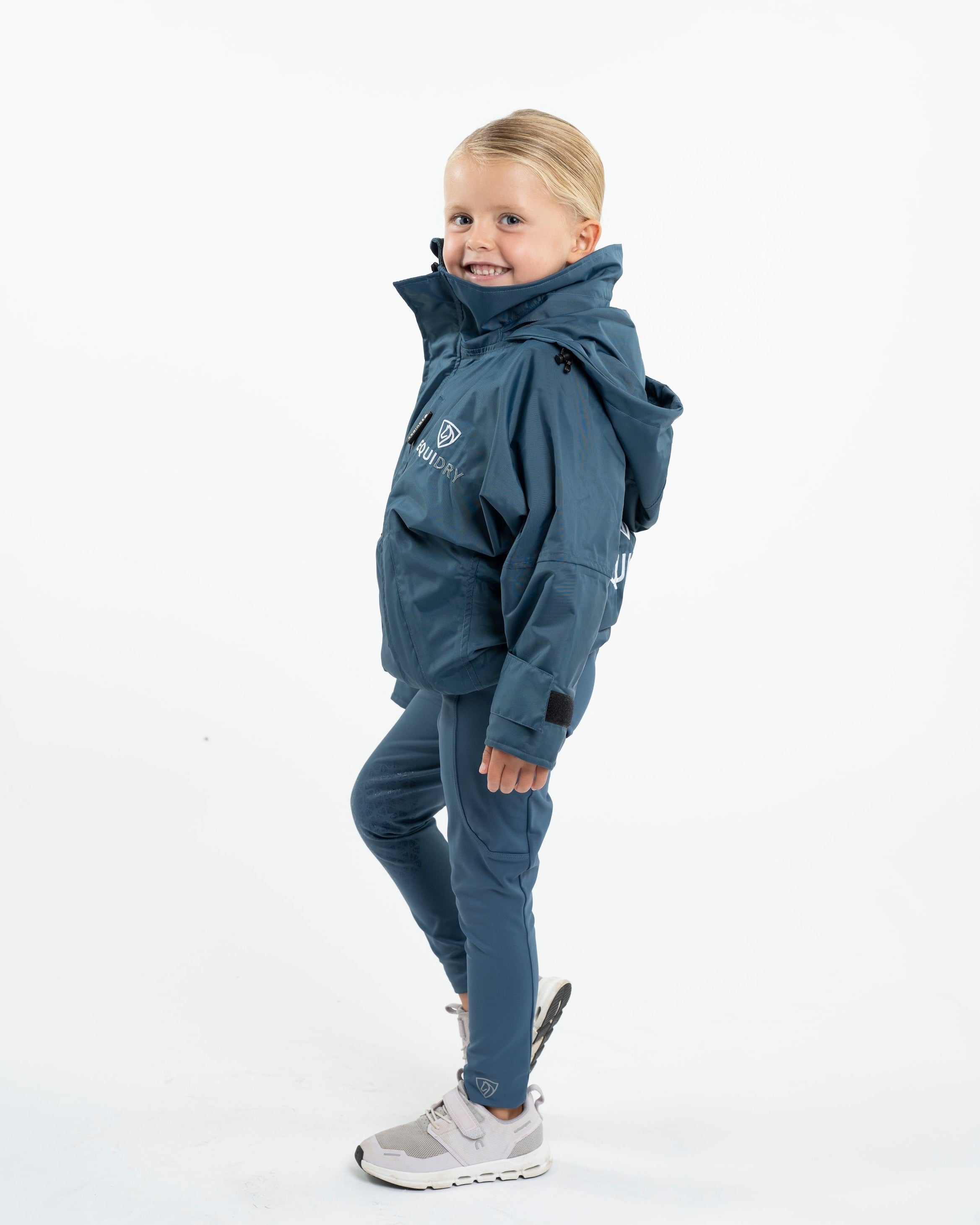 EQUIDRY Shortie Children's Thin Fleece Steel Blue/Blue