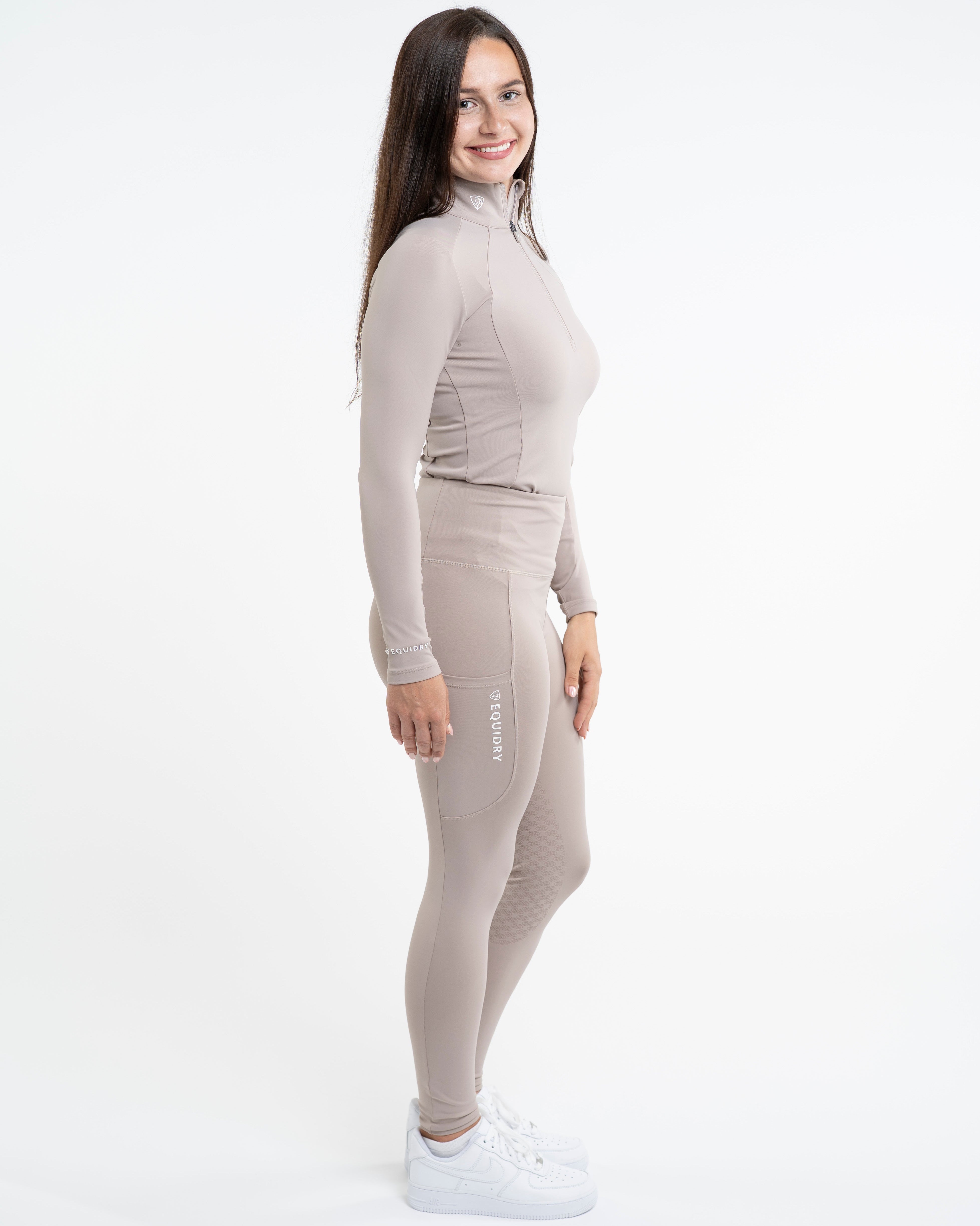 EQUIDRY Water Repellent Leggings Full Seat Women's Sand/White