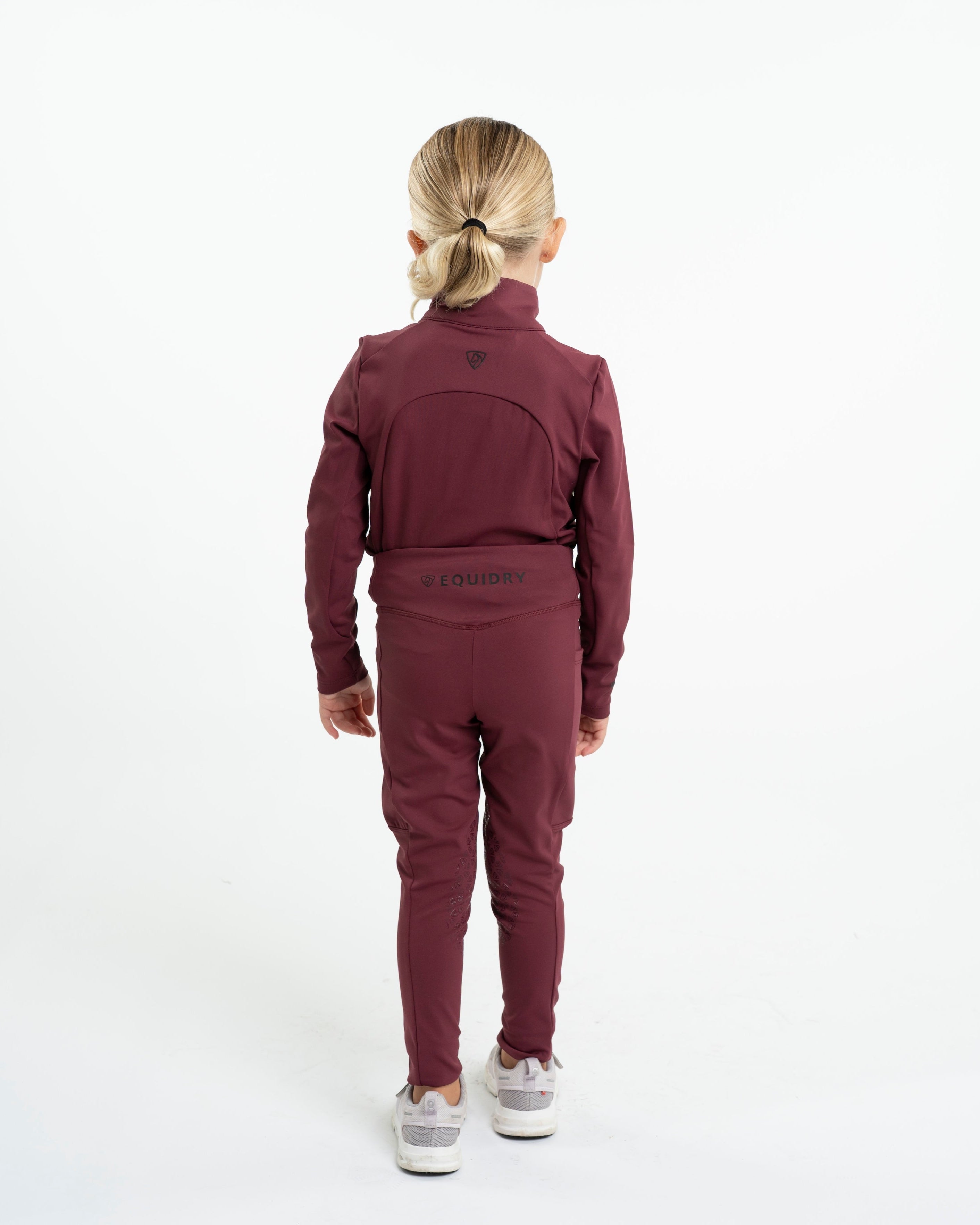 EQUIDRY Children's Plum Water Repellent Base Layer: Equestrian Riding Clothes for Kids