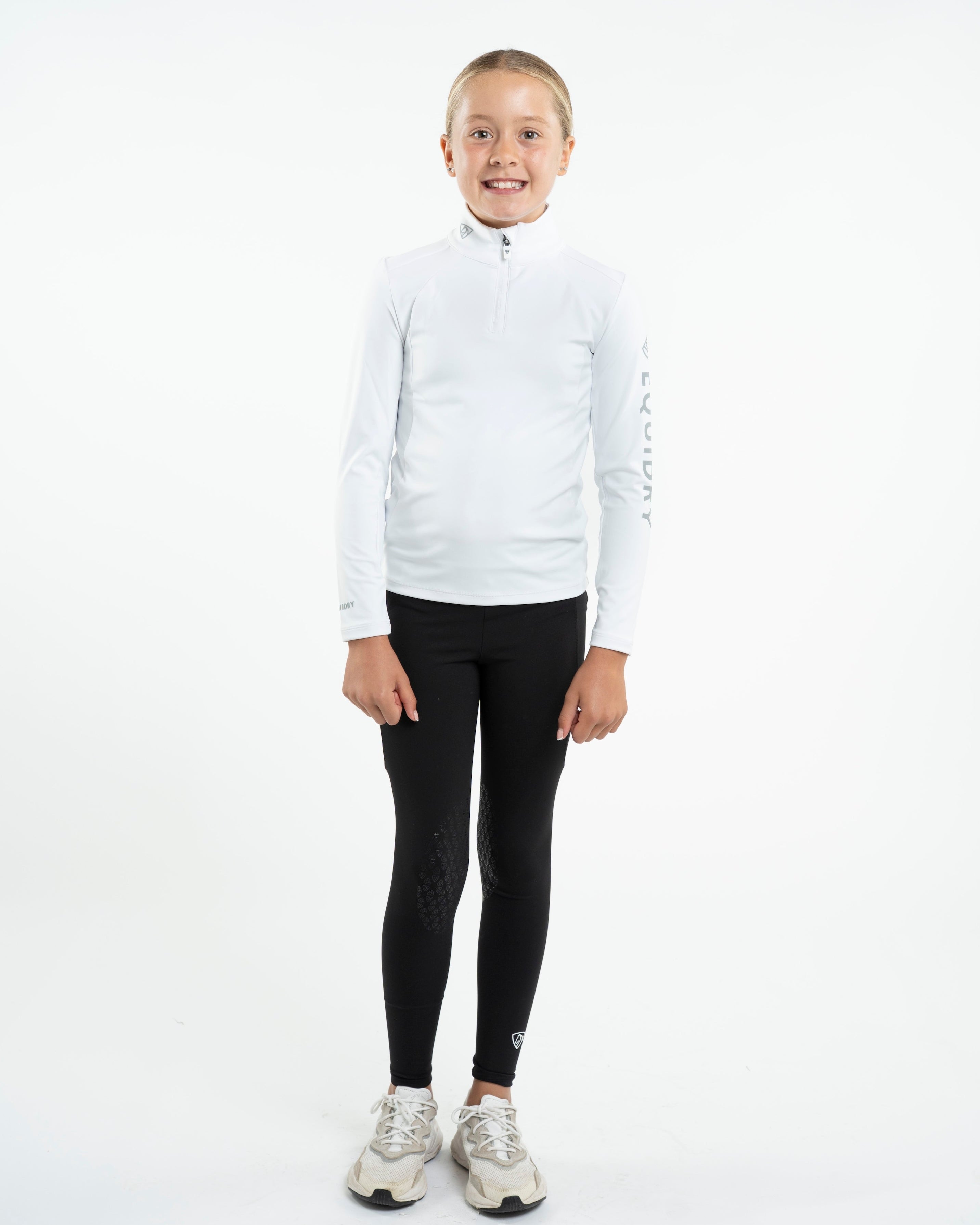 EQUIDRY Children's Water Repellent Base Layer - White/Grey | Equestrian Apparel