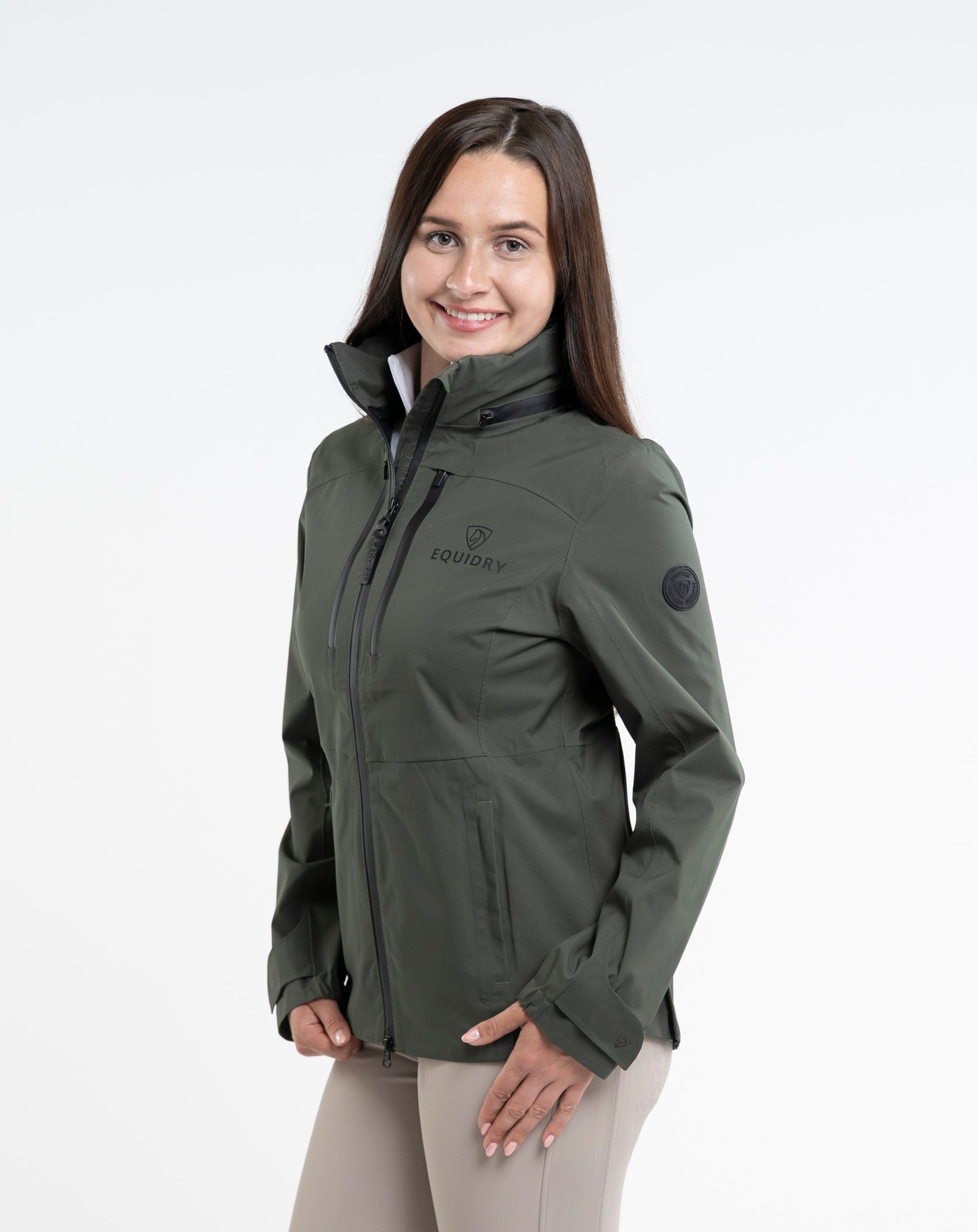 EQUIDRY Varsha Waterproof Riding Jacket Women's Black Forest Green