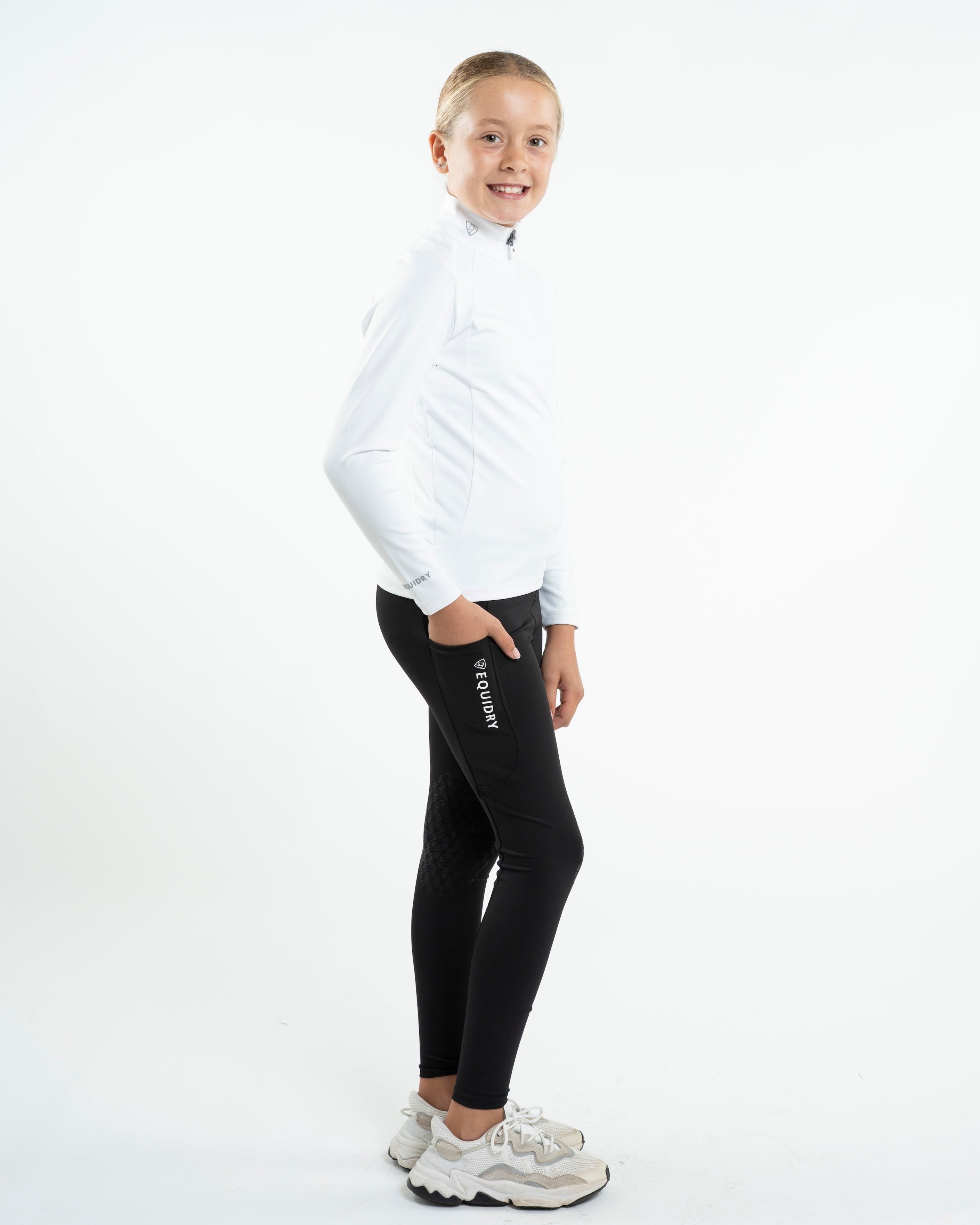 Equidry Children's Water Repellent Base Layer in White/Grey - Equestrian Riding Apparel