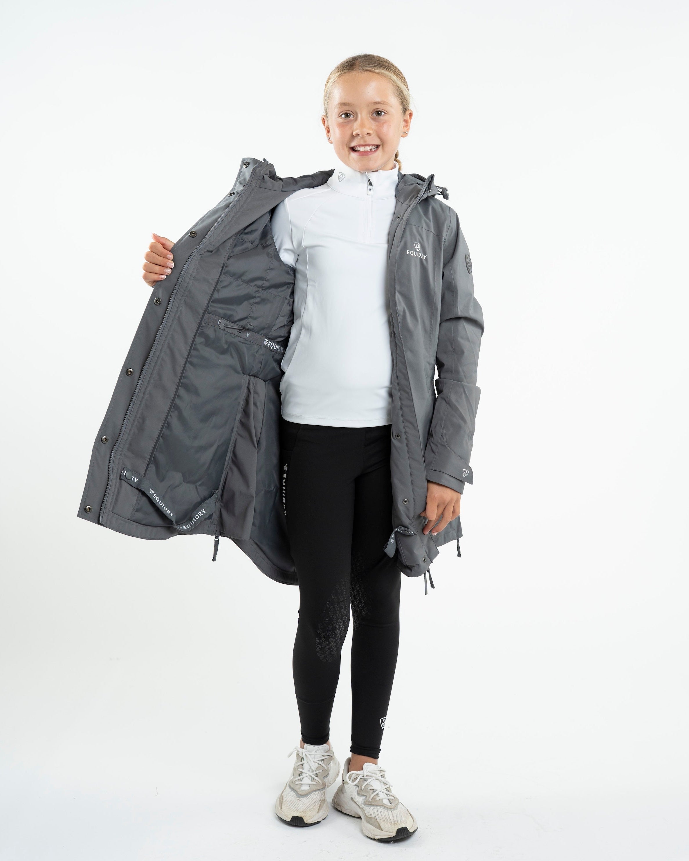 EQUIDRY Bronte Waterproof Riding Coat Girl's Grey