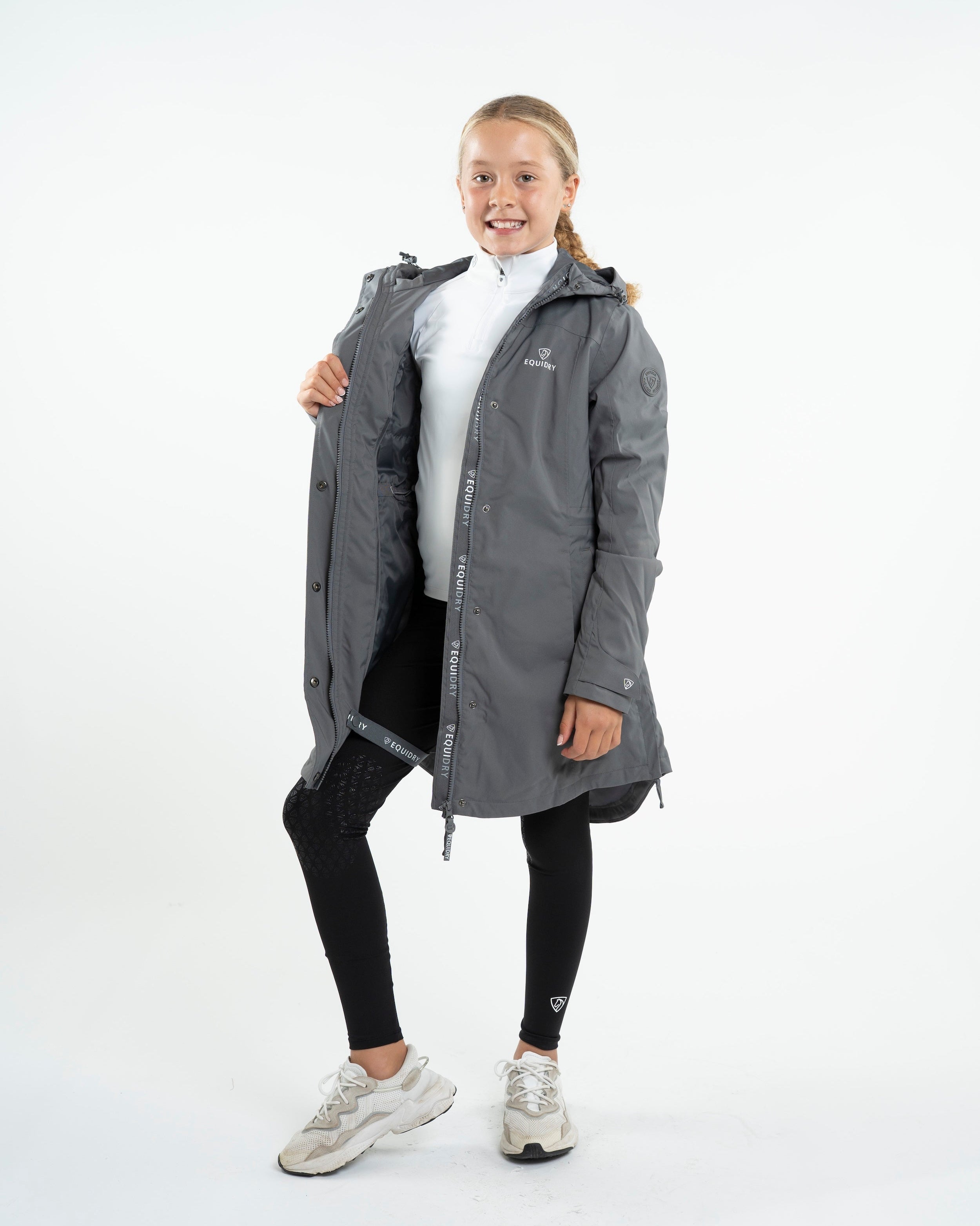 EQUIDRY Bronte Waterproof Riding Coat Girl's Grey