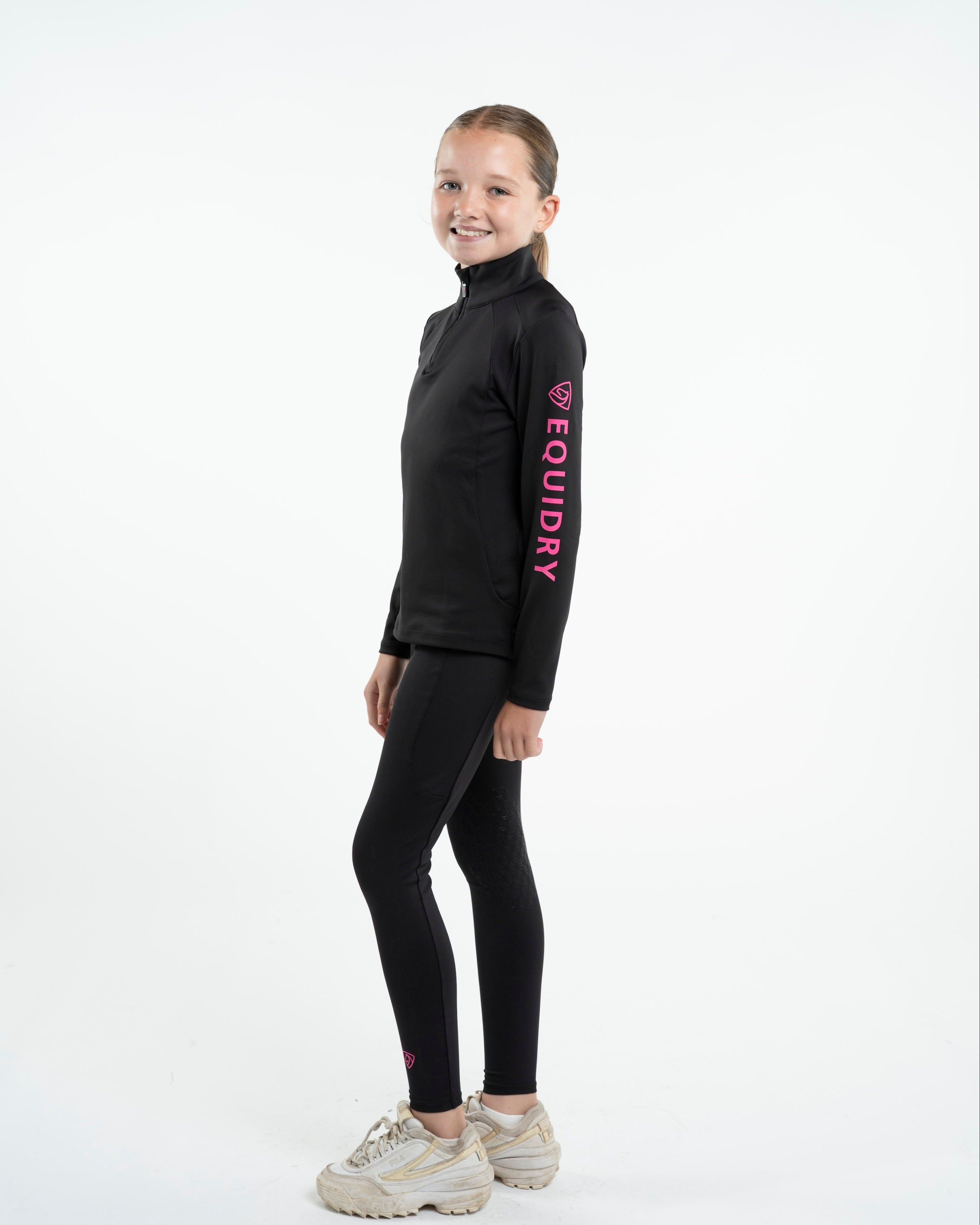 EQUIDRY Children's Water Repellent Base Layer Black/Pink