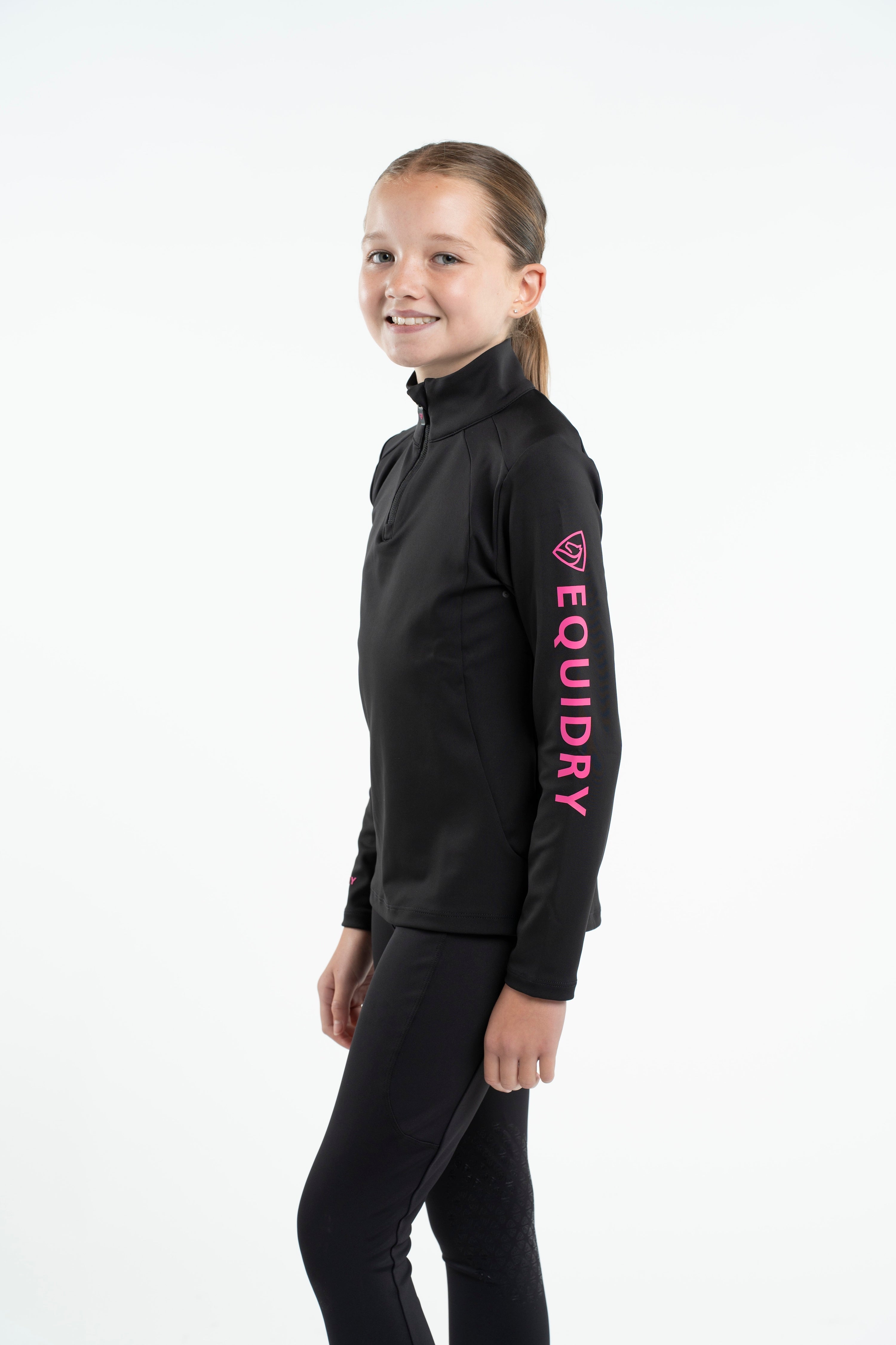 EQUIDRY Children's Water Repellent Base Layer Black/Pink