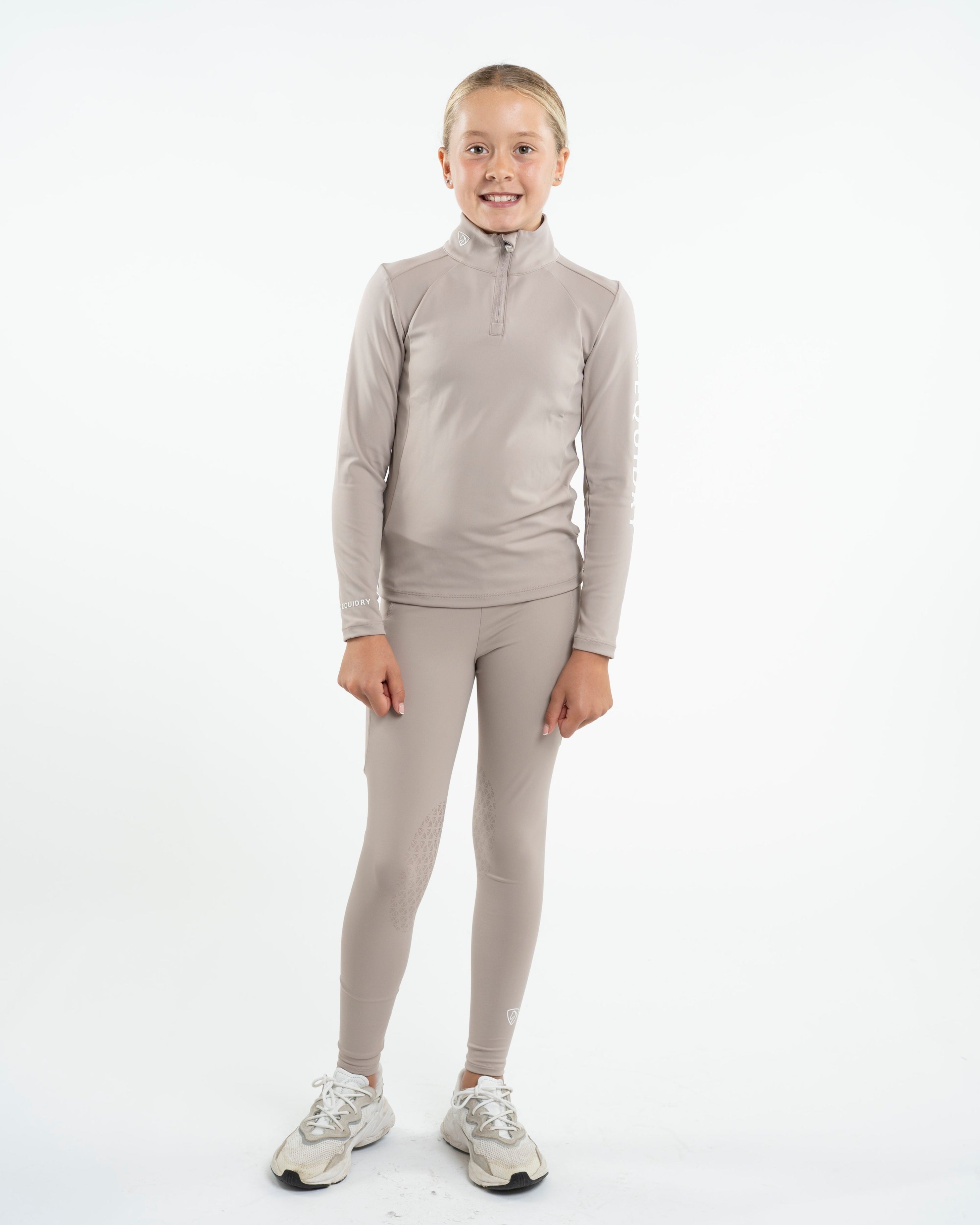 EQUIDRY Children's Riding Leggings - Sand Color - Knee Grip, Equestrian Apparel