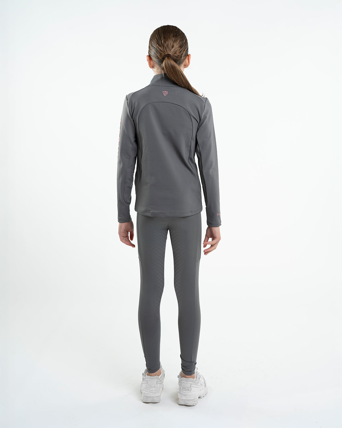 EQUIDRY Water Repellent Leggings Full Seat Children's Grey/Pale Pink