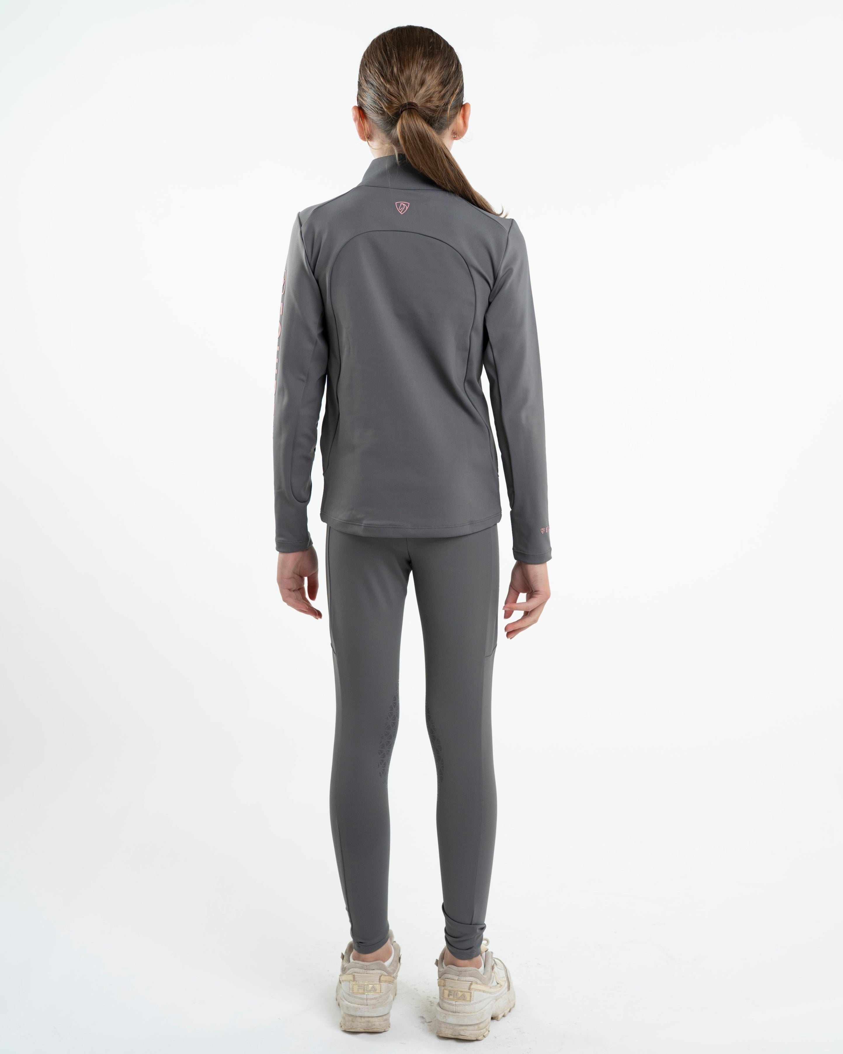 EQUIDRY Water Repellent Leggings Knee Grip Children's Grey/Pink