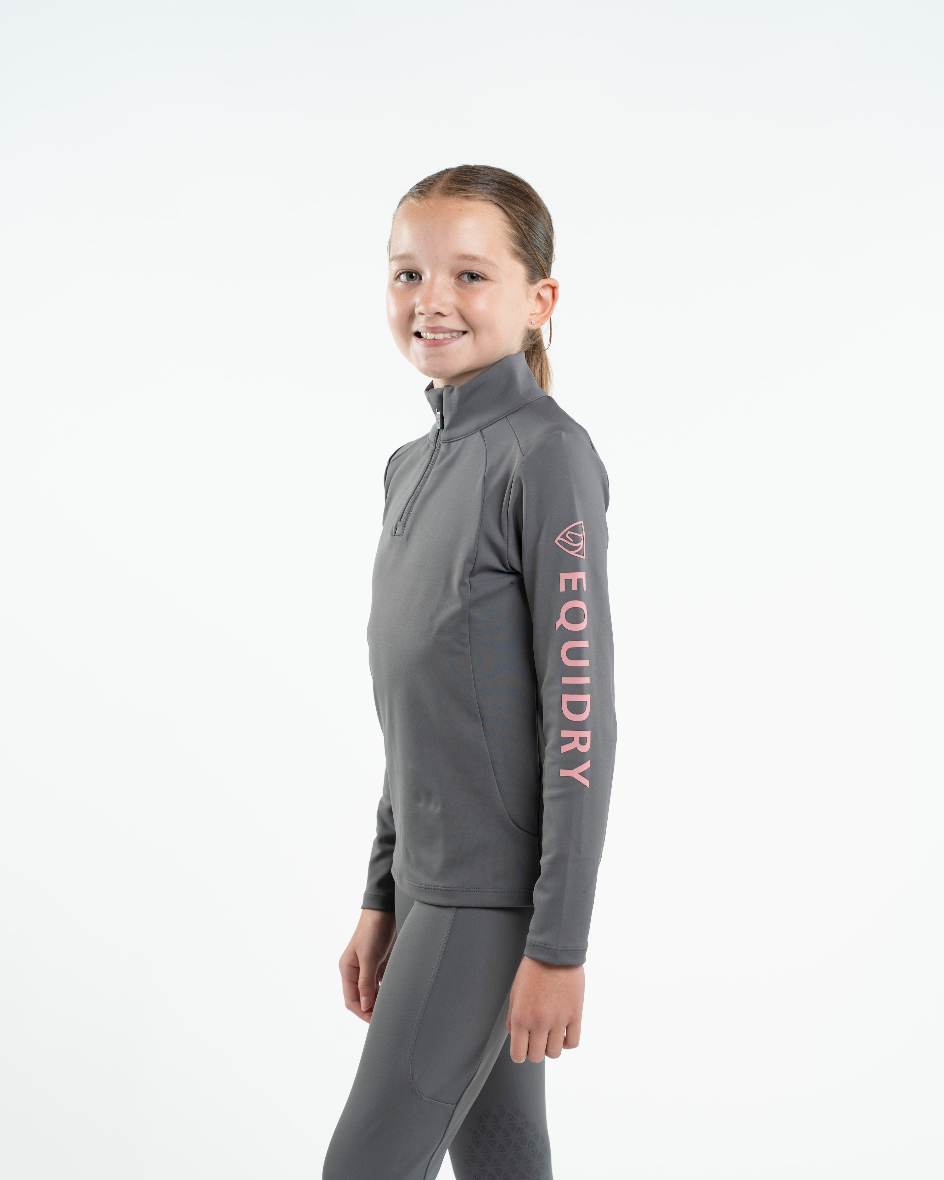 EQUIDRY Children's Water Repellent Base Layer Grey/Pale Pink