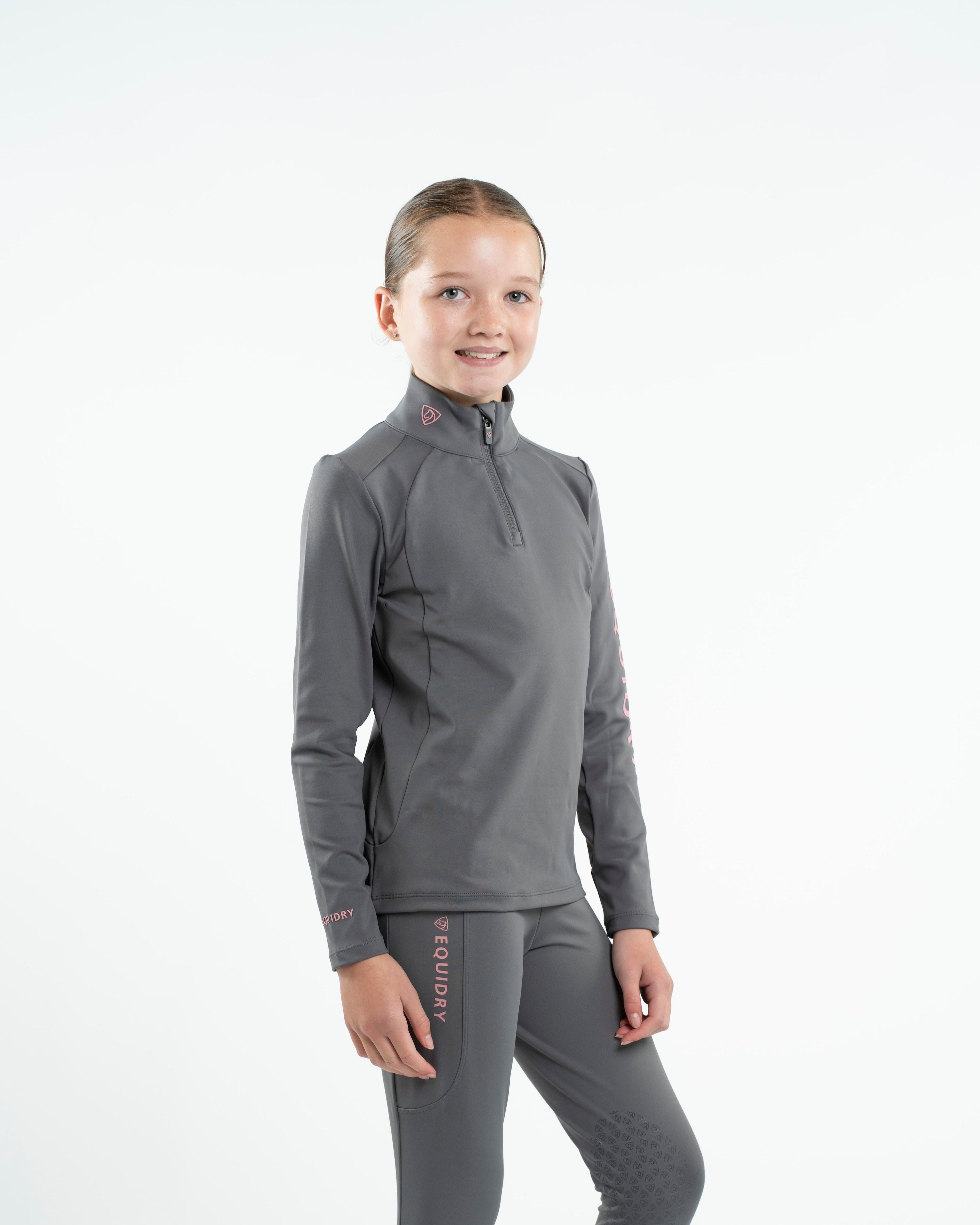 EQUIDRY Children's Water Repellent Base Layer Grey/Pale Pink