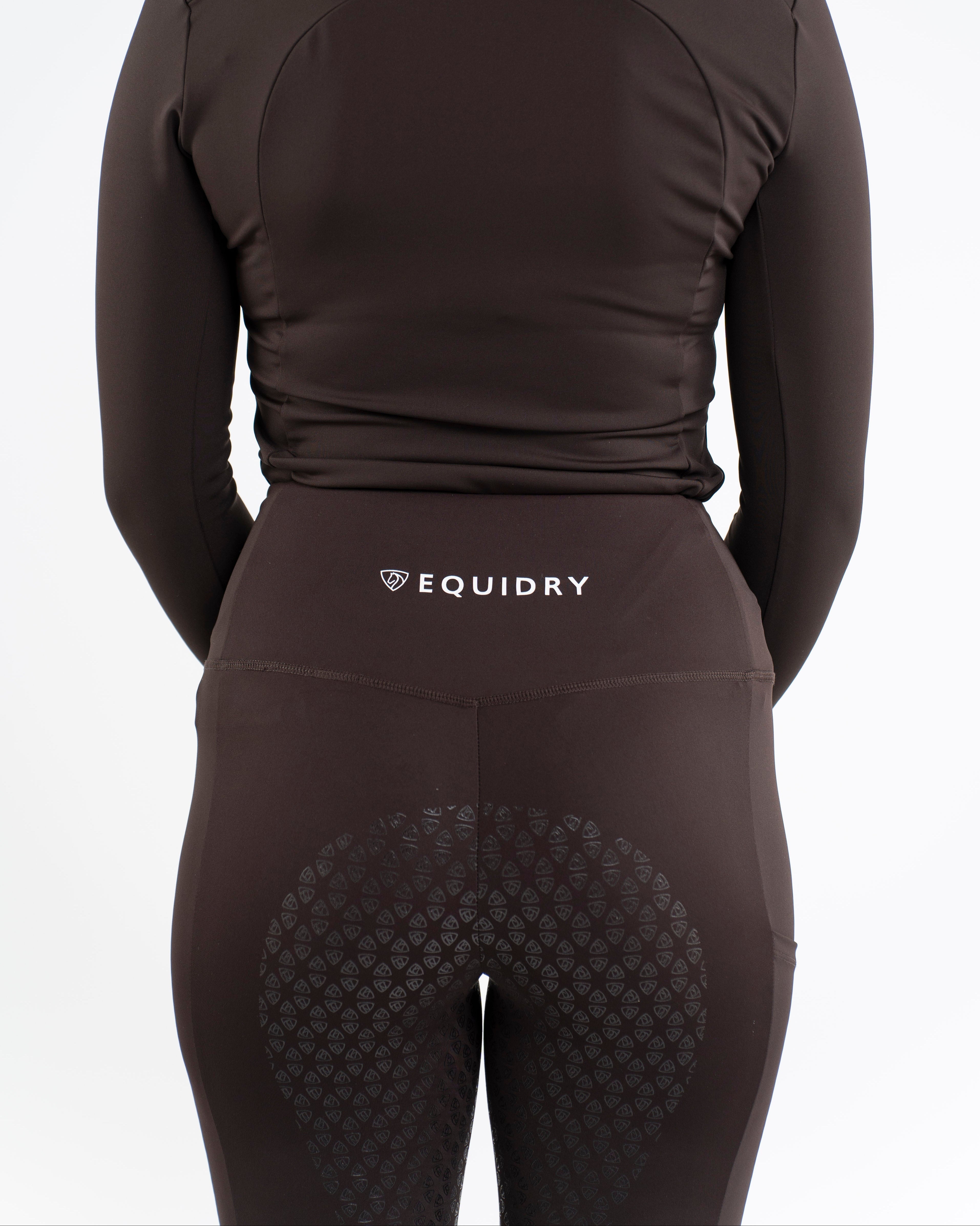 EQUIDRY Water Repellent Leggings Full Seat Women's Brown/White