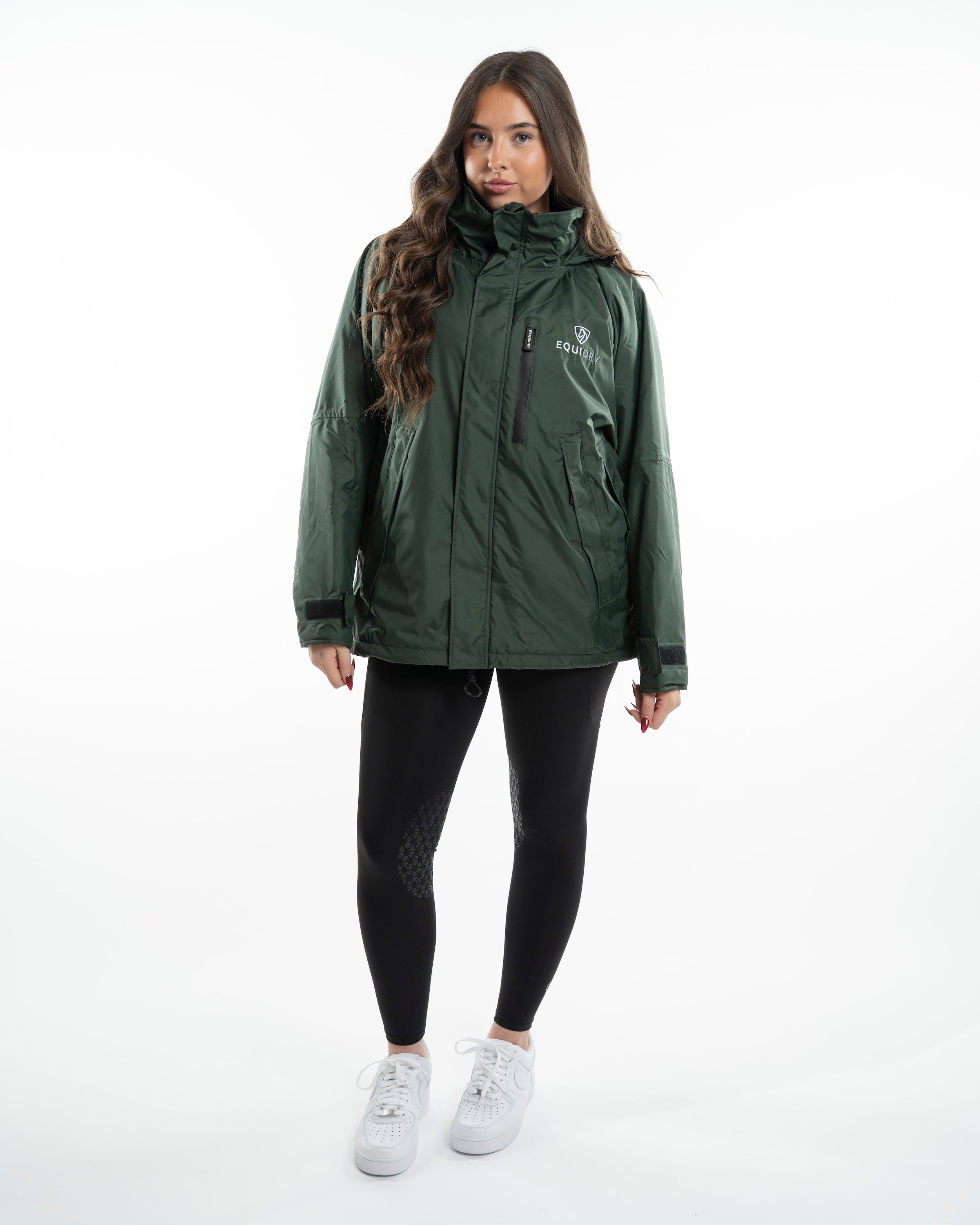 EQUIDRY Shortie Women's Thin Fleece Black Forest Green