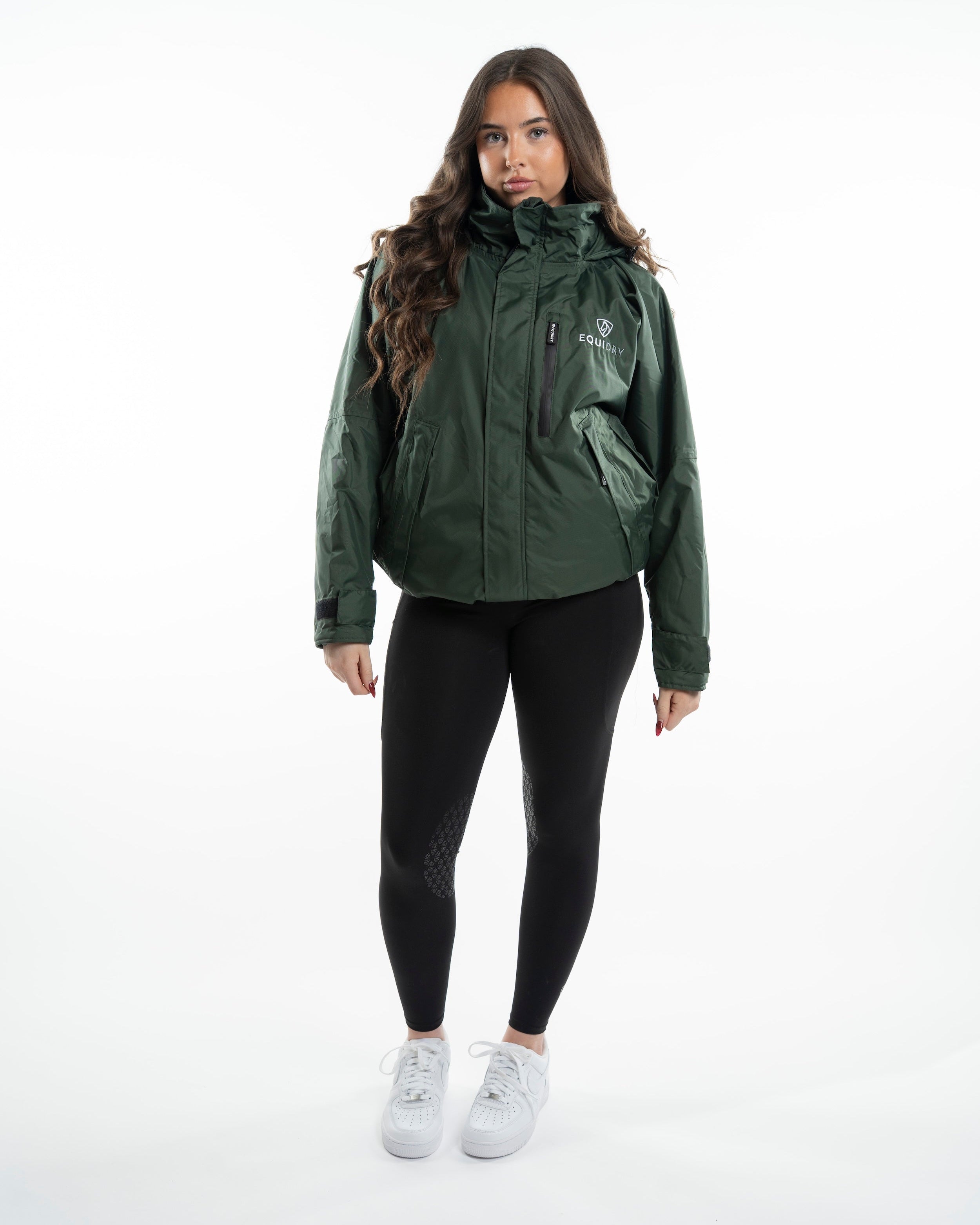 EQUIDRY Shortie Women's Thin Fleece Black Forest Green