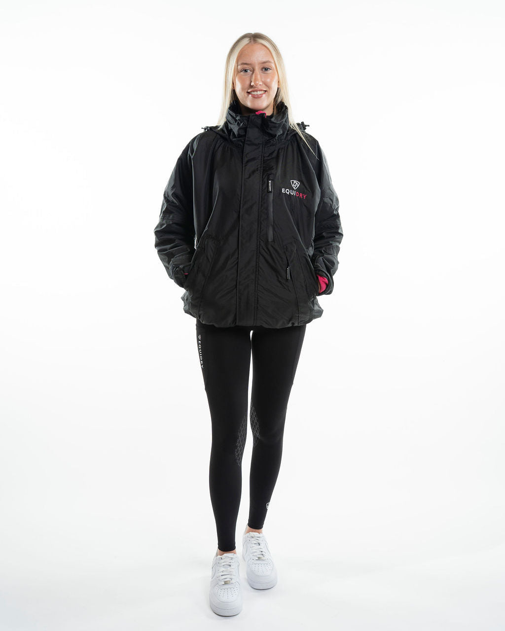 EQUIDRY Shortie Women's Thin Fleece Black/Peacock Pink