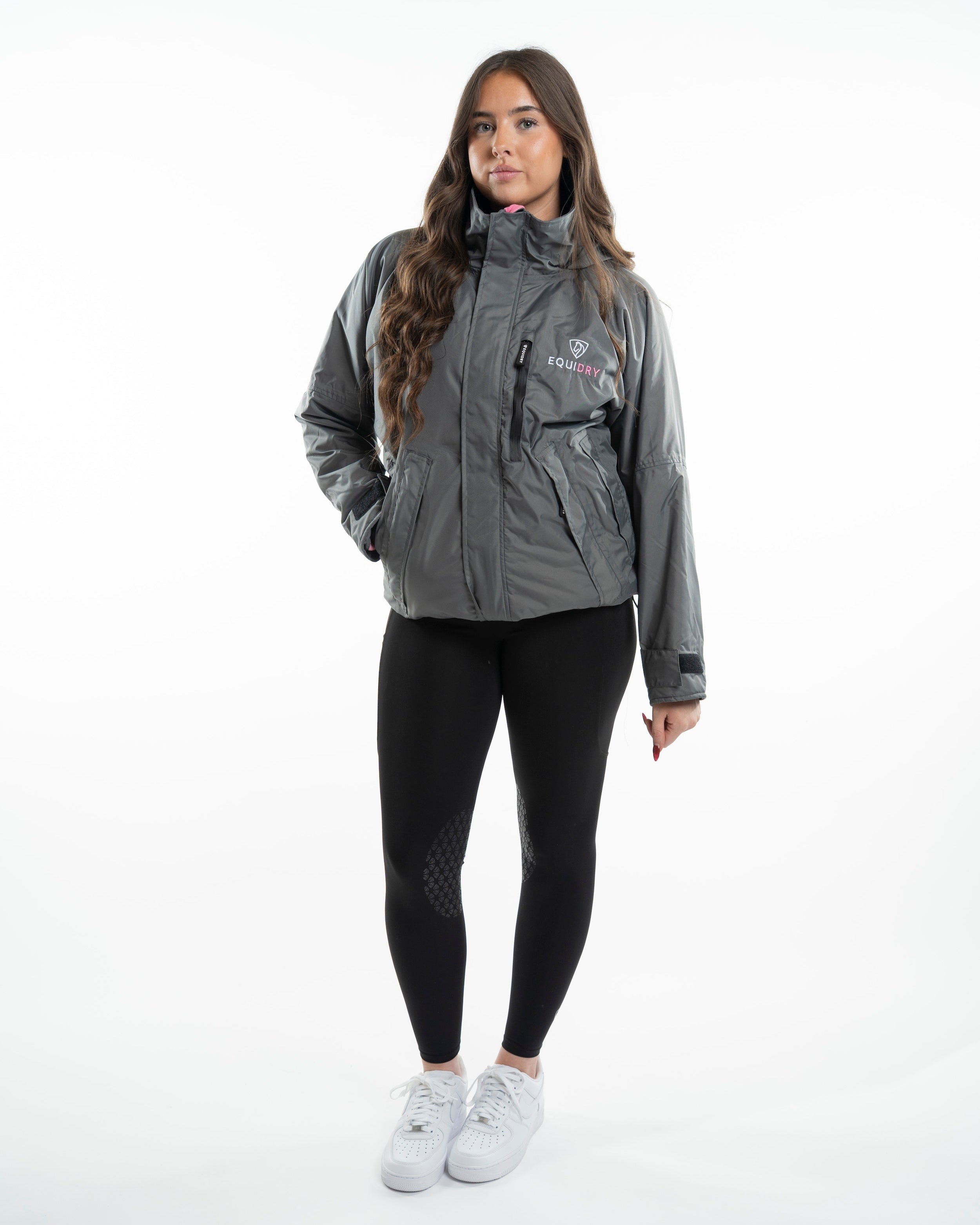 EQUIDRY Shortie Children's Thin Fleece Grey/Penelope Pink