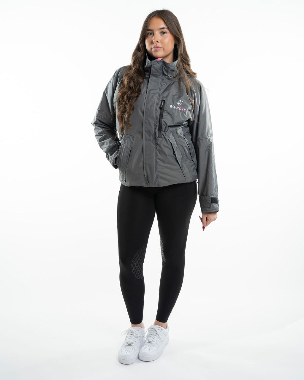 EQUIDRY Shortie Women's Thin Fleece Grey/Penelope Pink