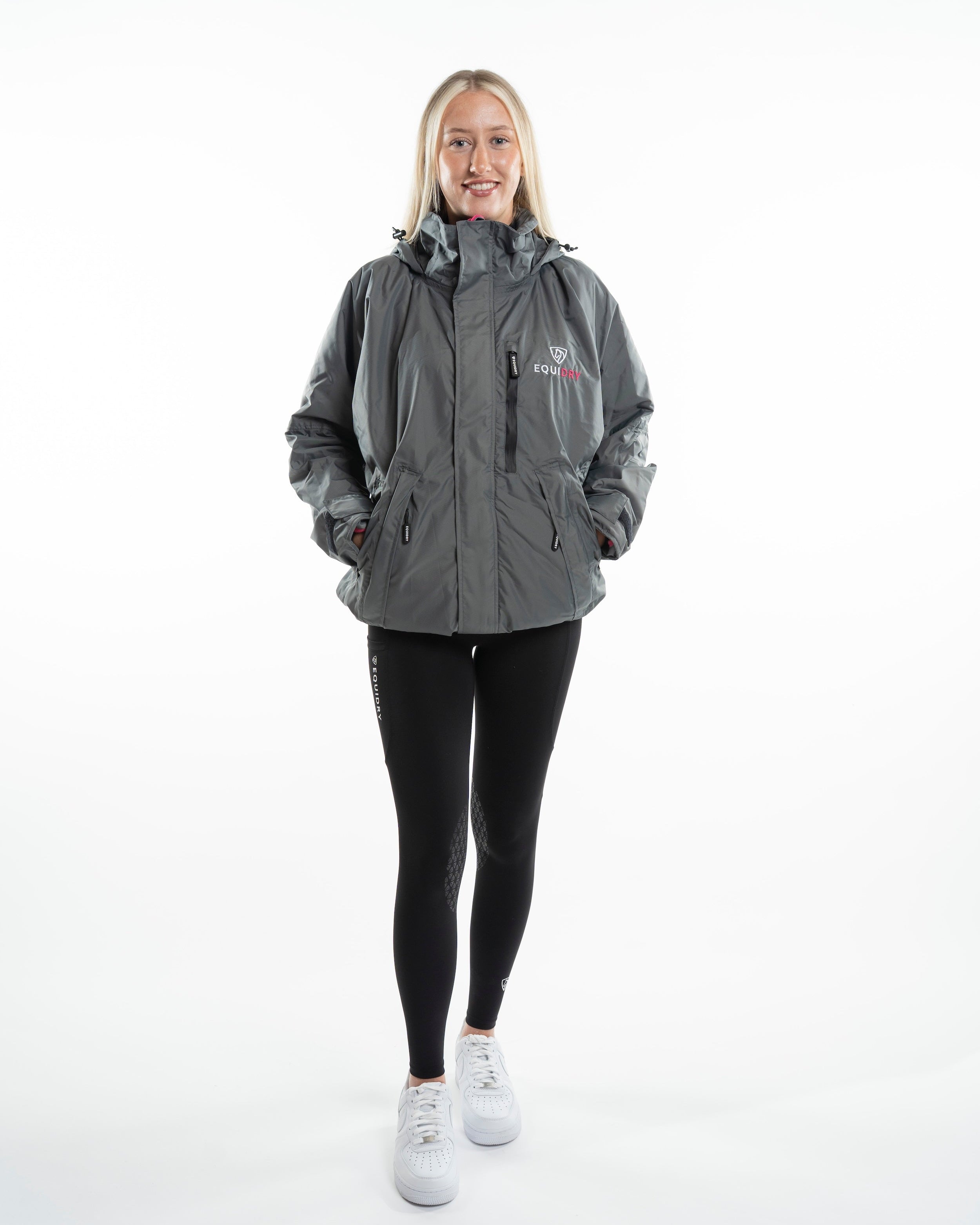 EQUIDRY Shortie Women's Thin Fleece Grey/Peacock pink