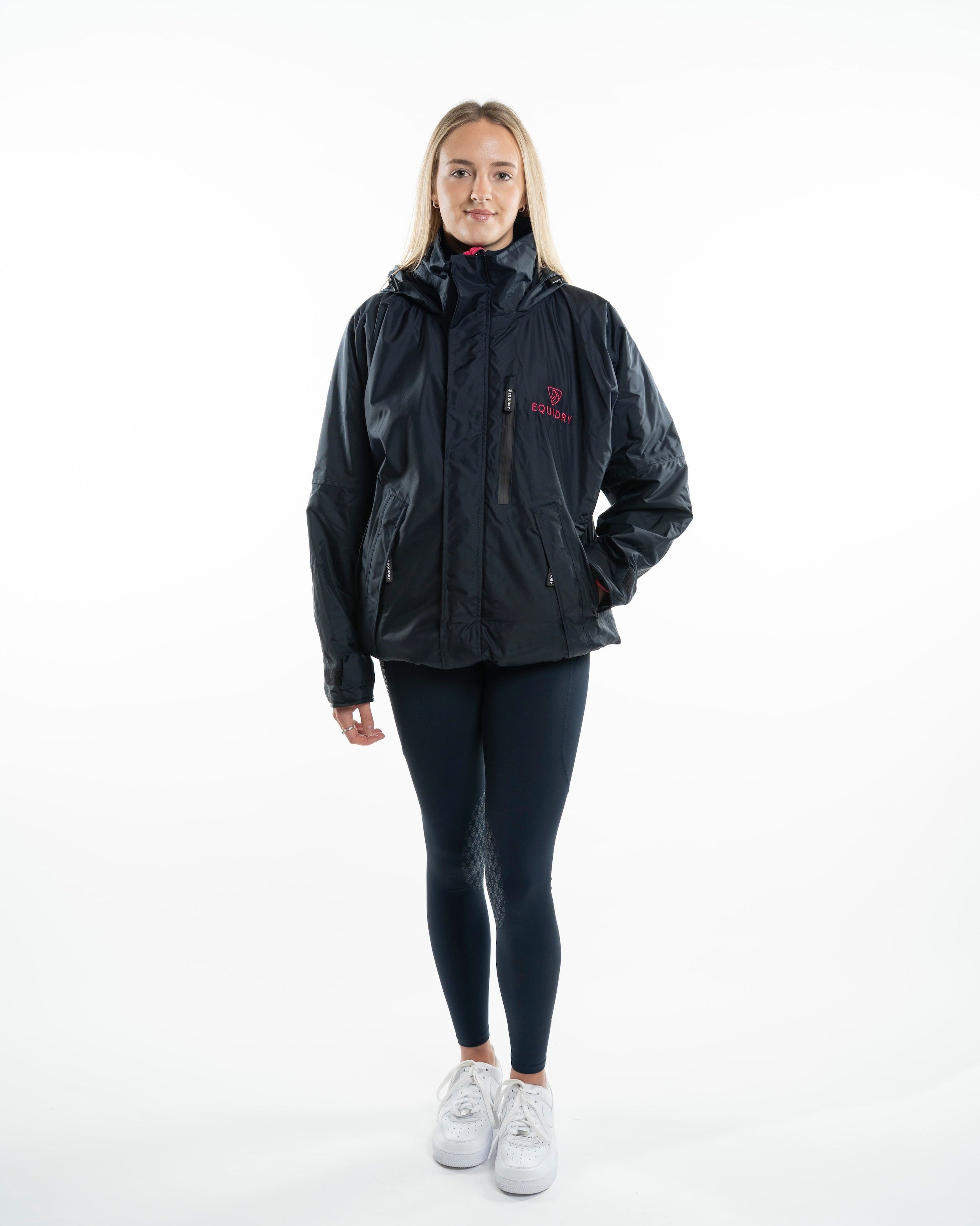 EQUIDRY Shortie Women's Thin Fleece Navy/Raspberry