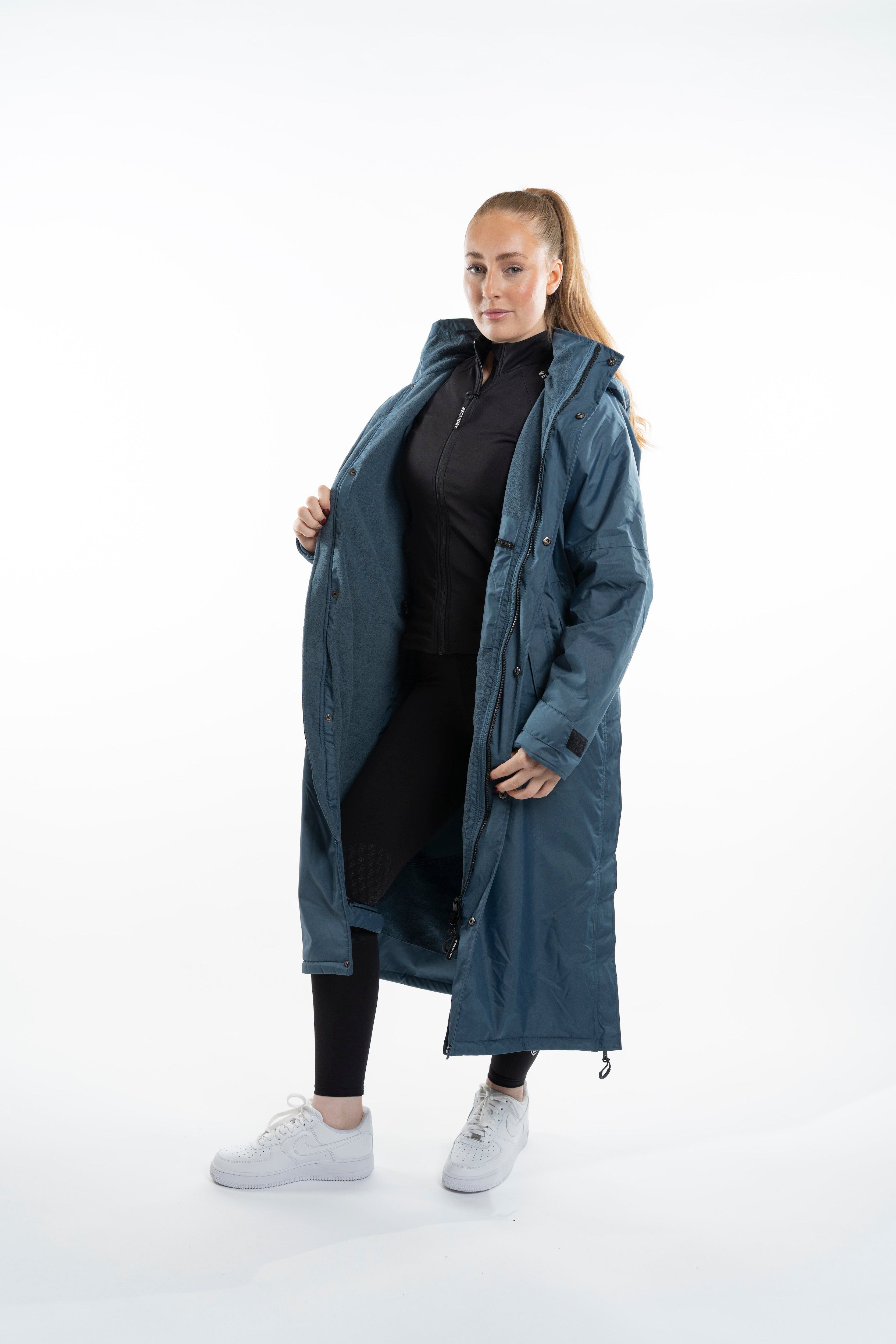 EQUIDRY Evolution Steel Blue Waterproof Riding Coat - Women's Fleece Lined Outerwear by Equiflair
