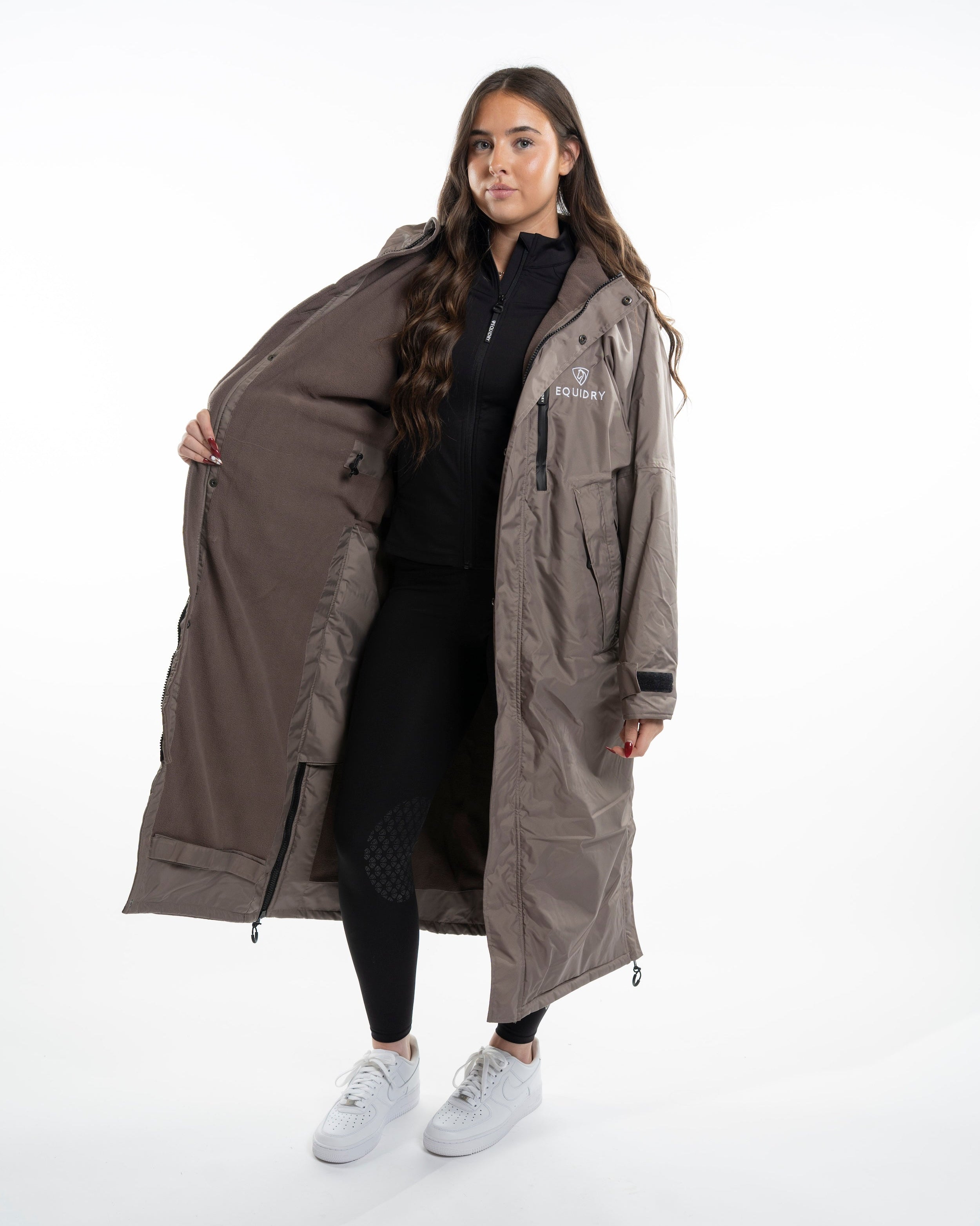 EQUIDRY Evolution Women's Thin Fleece Mocha Coat: Waterproof Riding Jacket by Equiflair