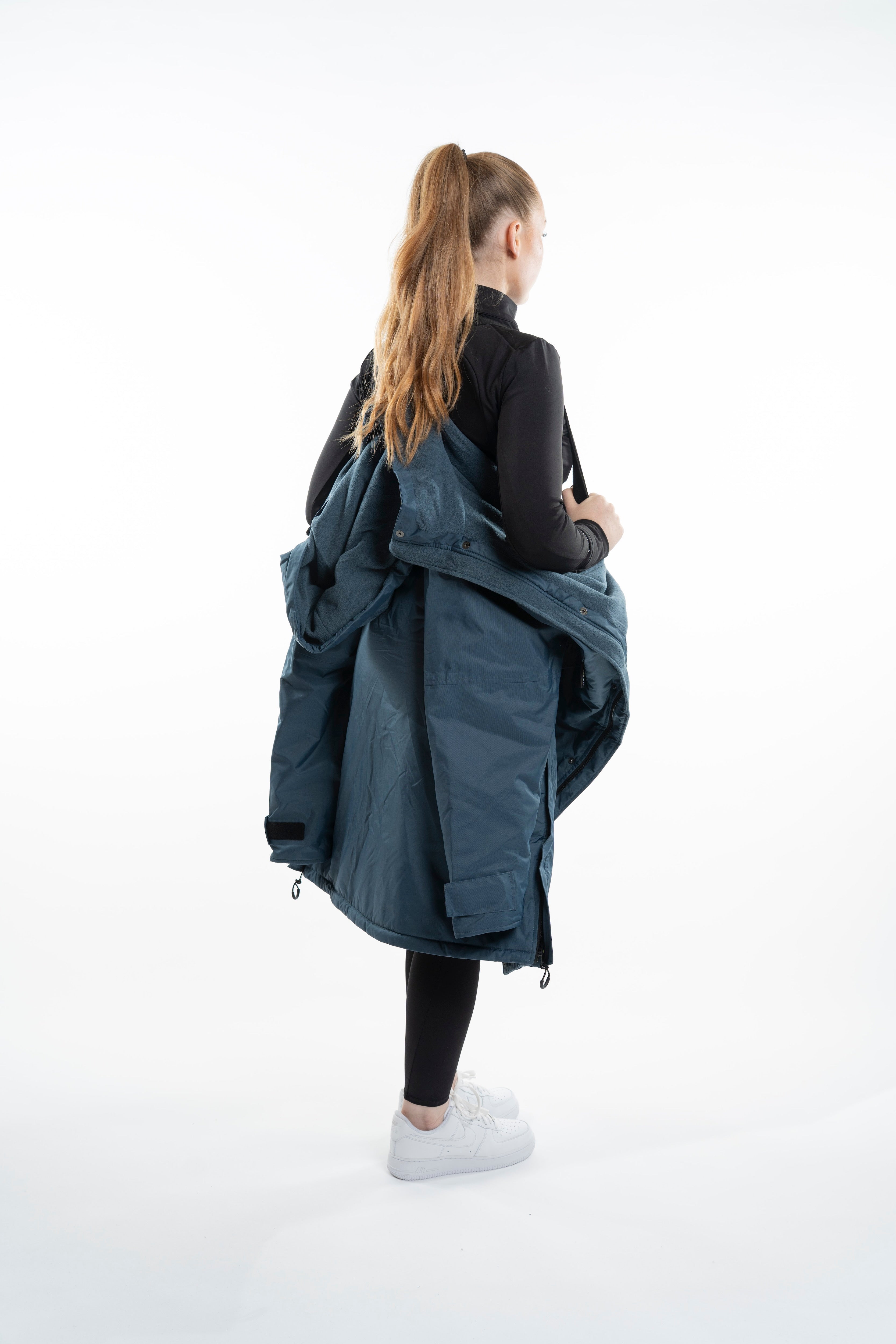 EQUIDRY Evolution Women's Steel Blue Fleece Coat: Oversized, Waterproof, and perfect for layering. See Size Chart!