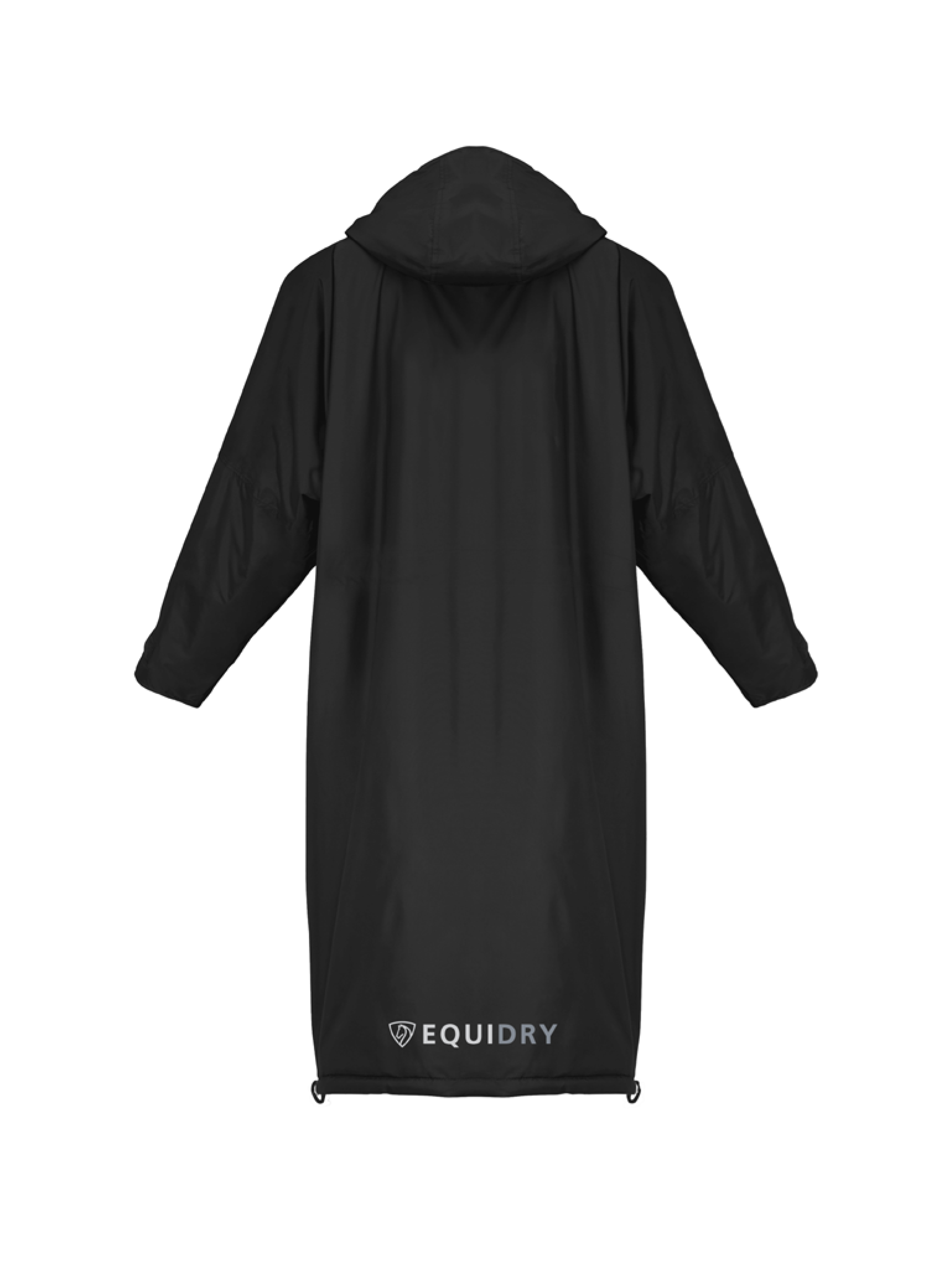 EQUIDRY men's mesh lining long waterproof horse riding coat in black/black