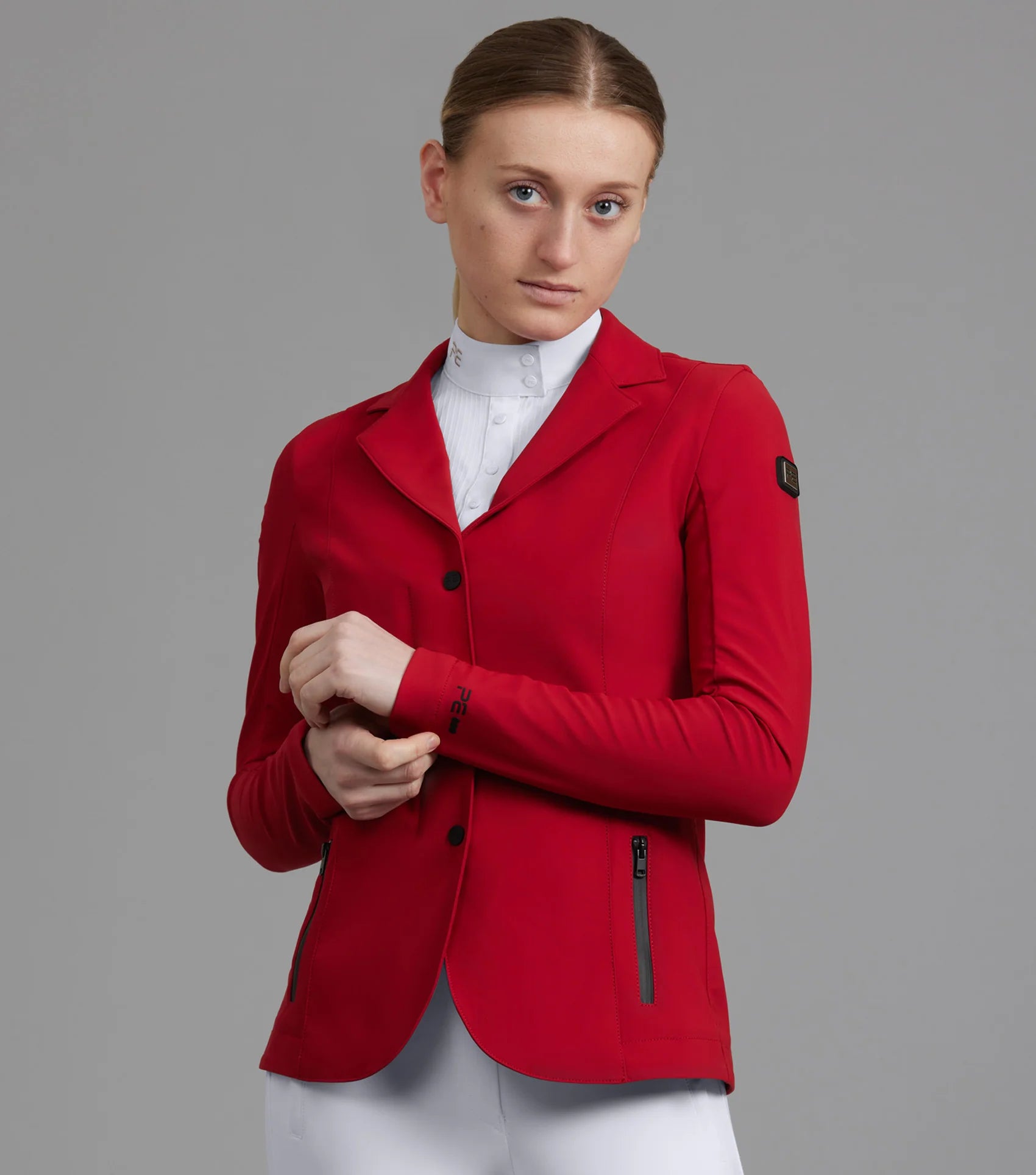 Premier Equine Evinco Ladies Competition Jacket - London Red. Equestrian Riding Jacket, Competition Apparel