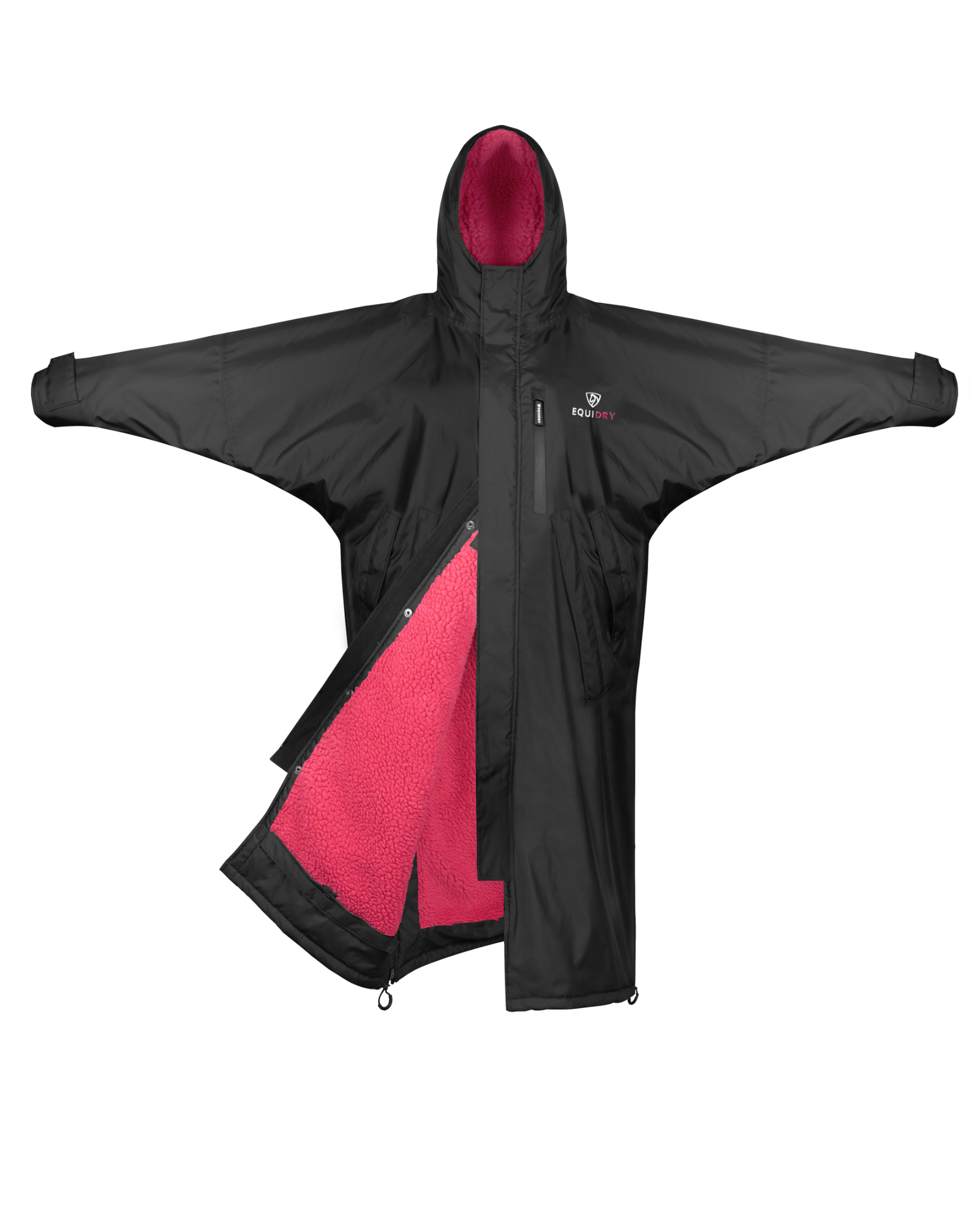 Kids Waterproof Riding Coat - EQUIDRY Evolution Fleece Lined Black/Pink
