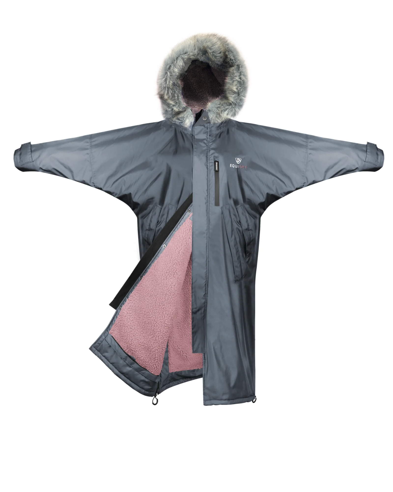 Evolution Children's | Thick Fleece | Fur Hood | Charcoal/Pale Pink - EQUIDRY