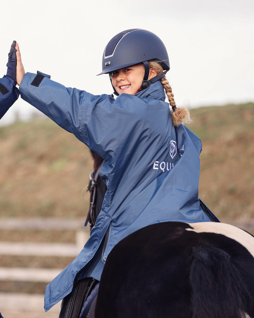 Evolution Children's | Thick Fleece | Stowaway Hood | Steel Blue/Grey - EQUIDRY